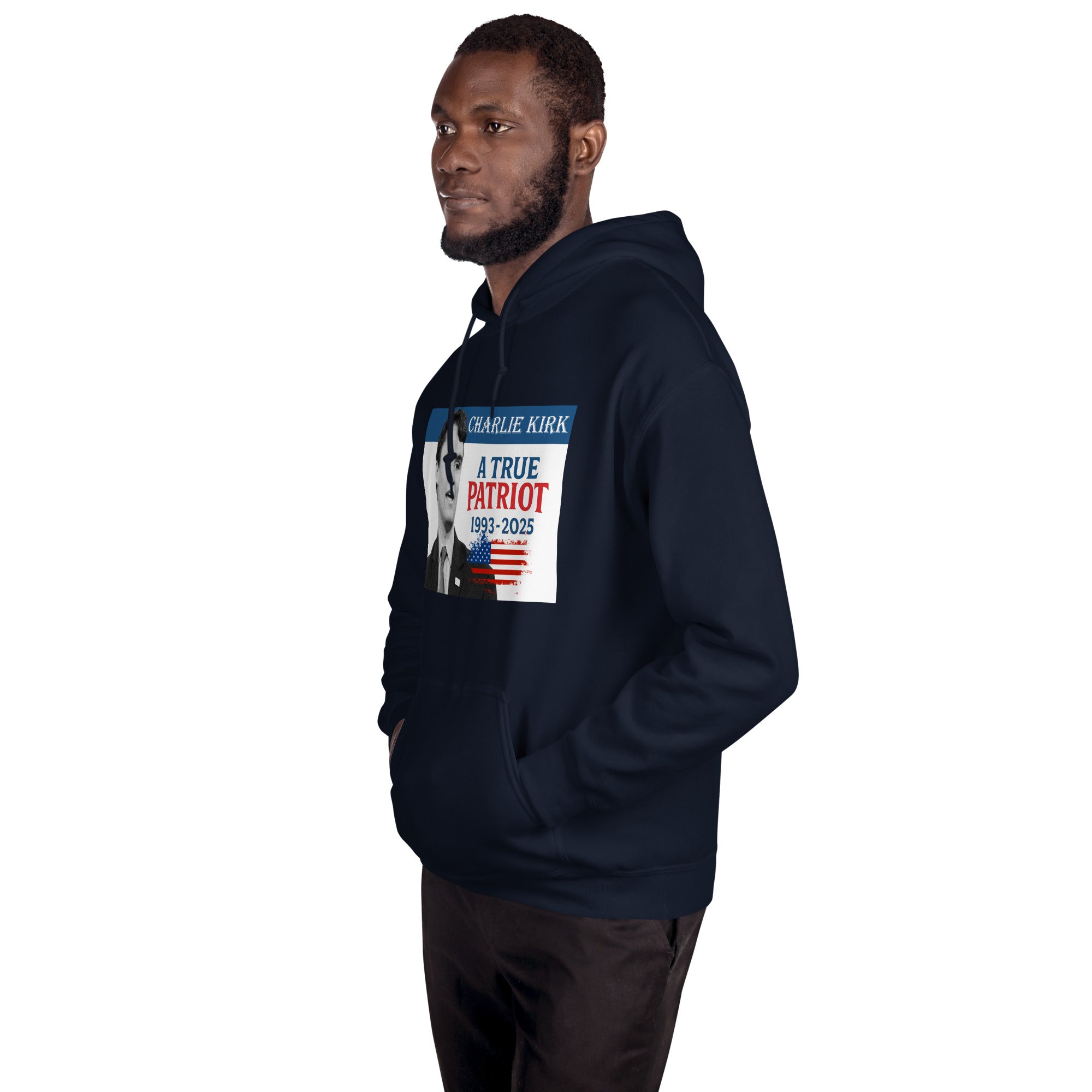 Charlie Kirk Hoodie, True Patriot 1993-2025 RIP Memorial American Flag Pullover Pullover - Tophatter Daily Deals