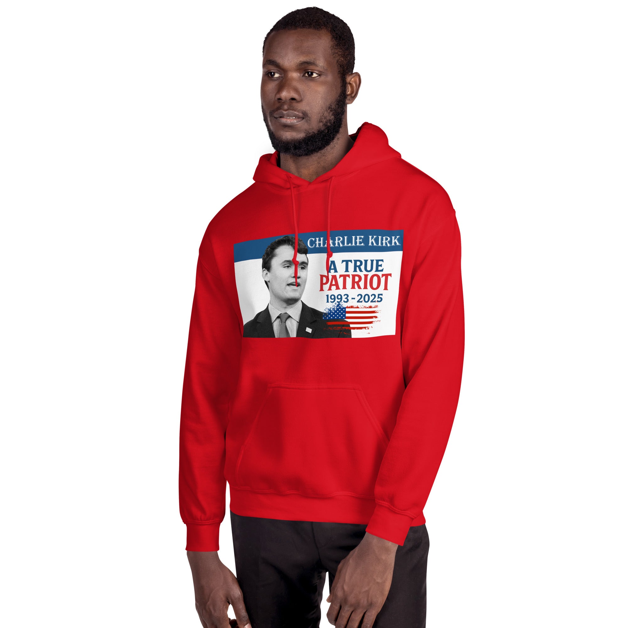 Charlie Kirk Hoodie, True Patriot 1993-2025 RIP Memorial American Flag Pullover Pullover - Tophatter Daily Deals