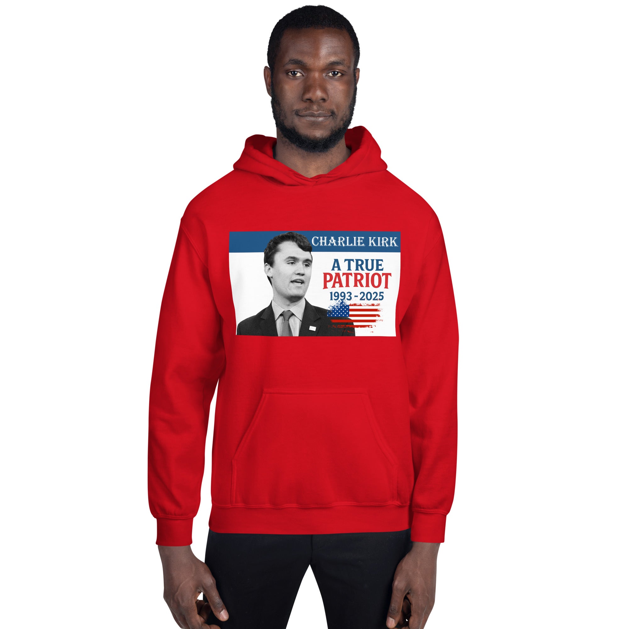 Charlie Kirk Hoodie, True Patriot 1993-2025 RIP Memorial American Flag Pullover Pullover - Tophatter Daily Deals