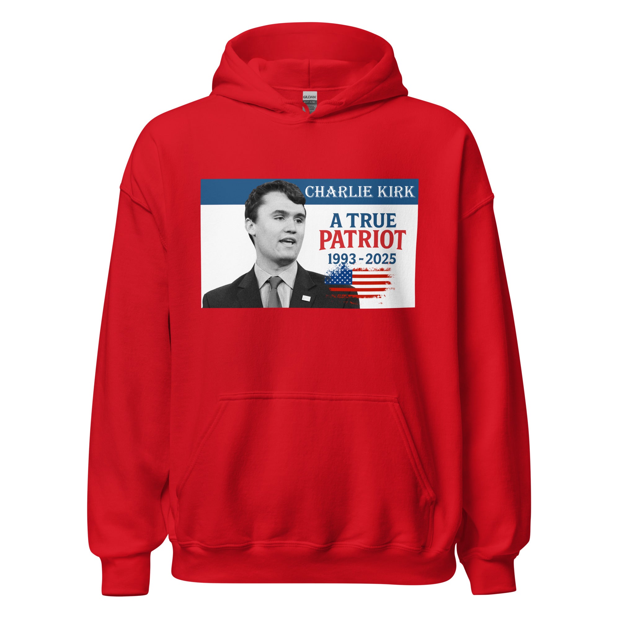 Charlie Kirk Hoodie, True Patriot 1993-2025 RIP Memorial American Flag Pullover Red Pullover - Tophatter Daily Deals