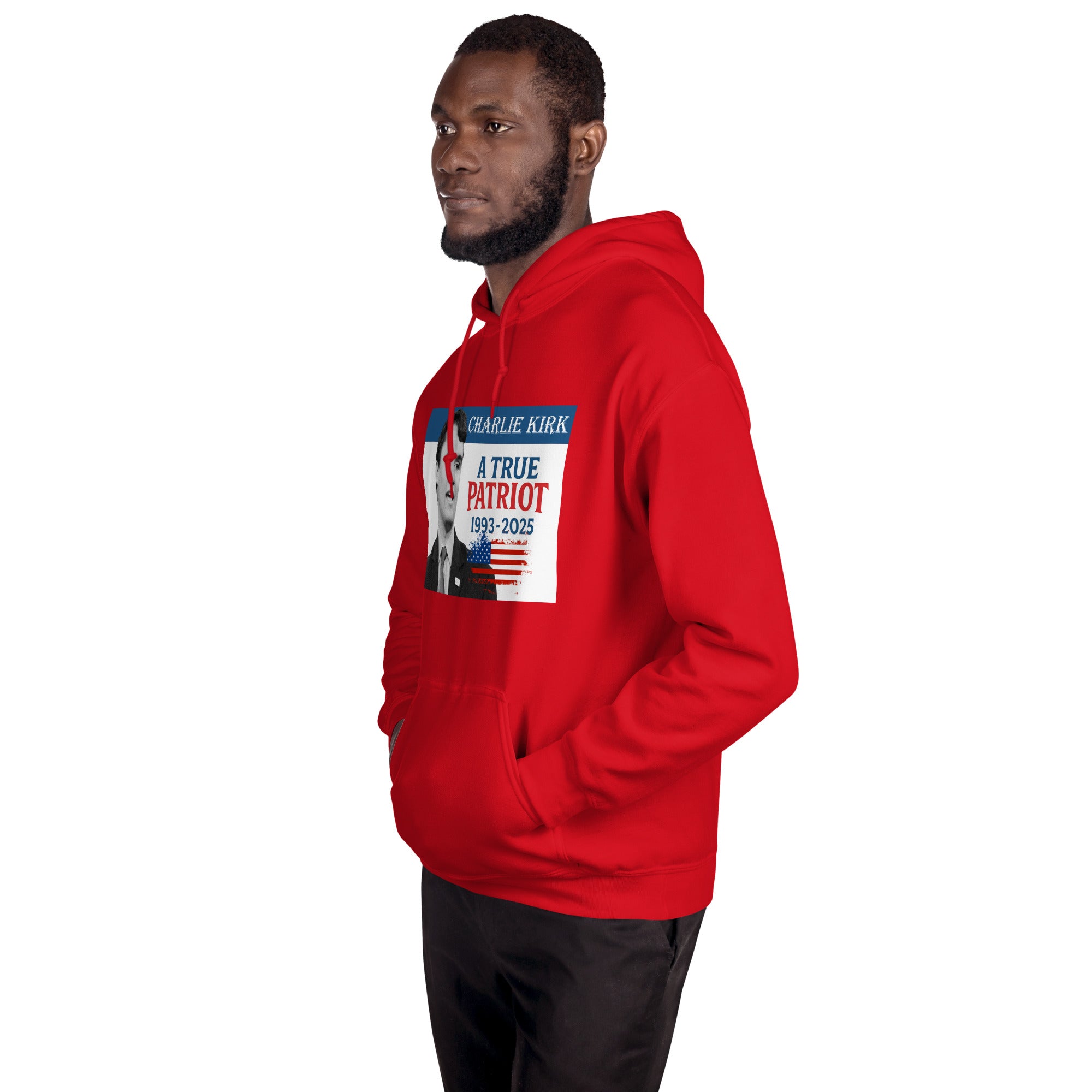 Charlie Kirk Hoodie, True Patriot 1993-2025 RIP Memorial American Flag Pullover Pullover - Tophatter Daily Deals