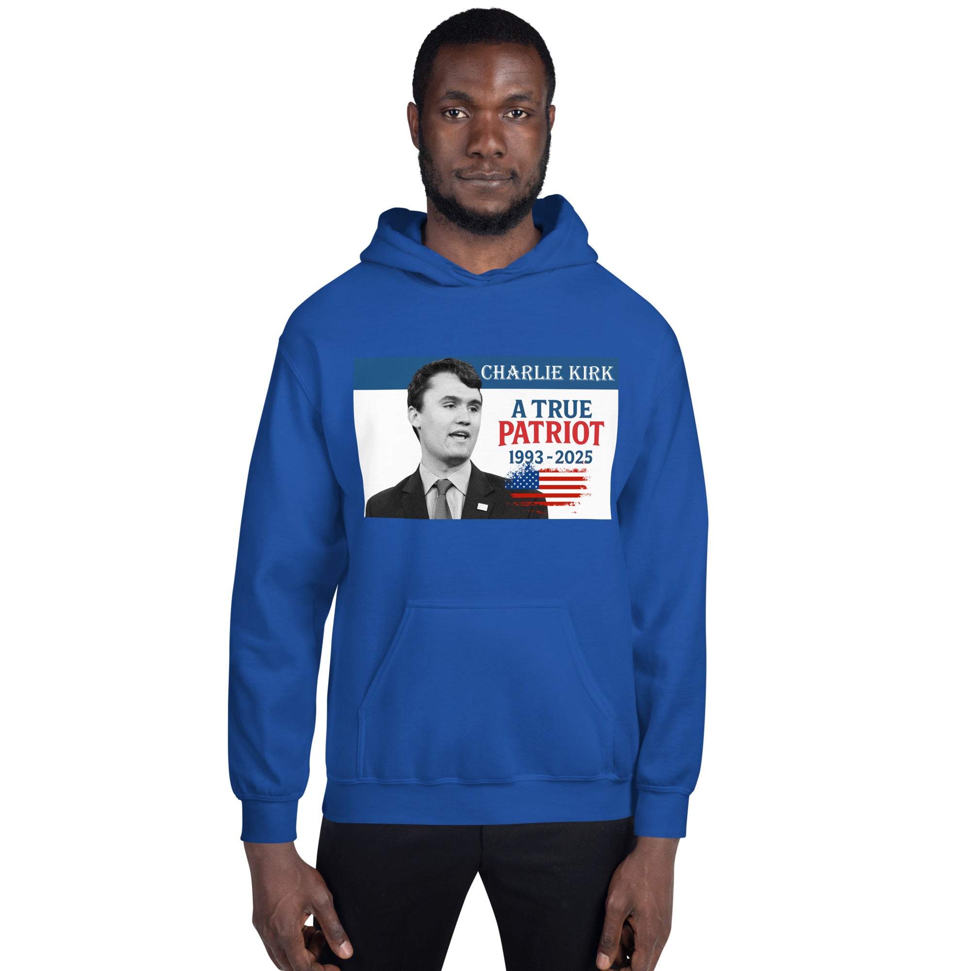 Charlie Kirk Hoodie, True Patriot 1993-2025 RIP Memorial American Flag Pullover Pullover - Tophatter Daily Deals