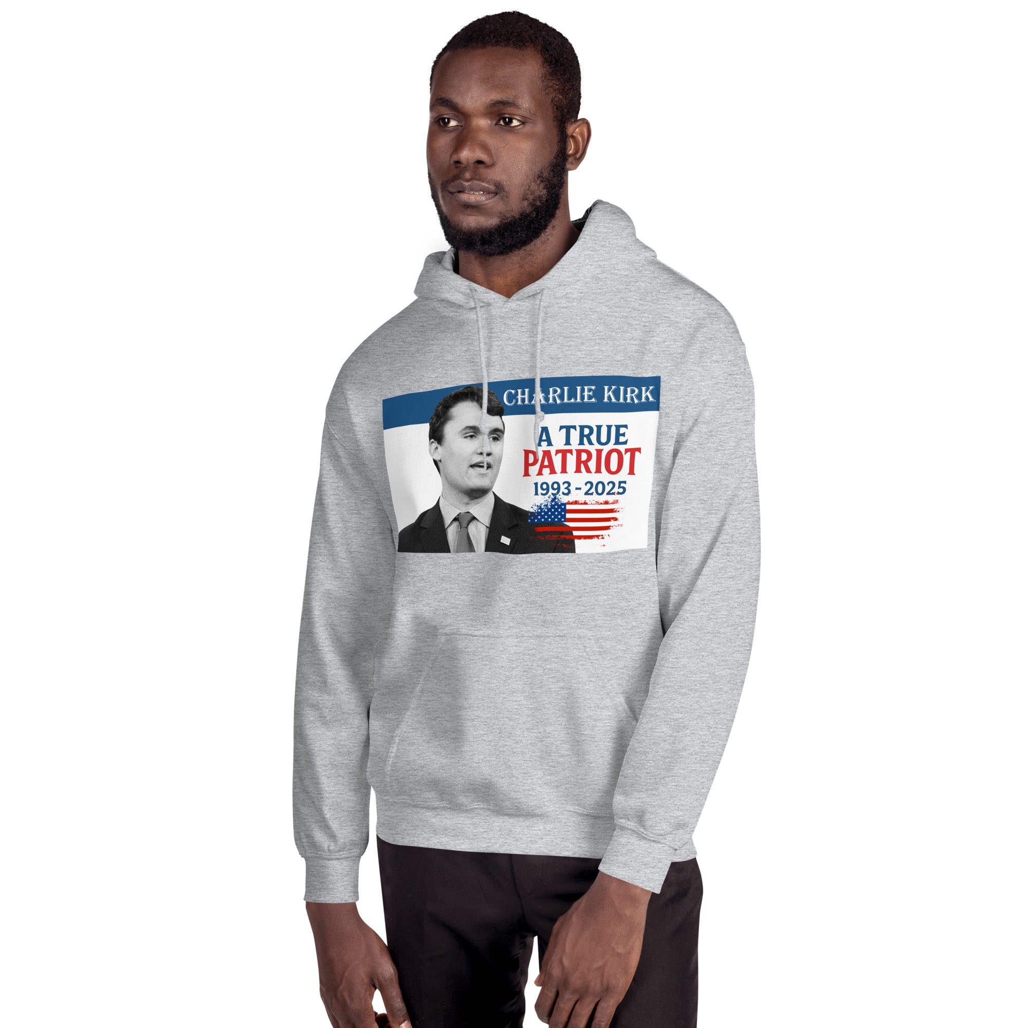 Charlie Kirk Hoodie, True Patriot 1993-2025 RIP Memorial American Flag Pullover Pullover - Tophatter Daily Deals