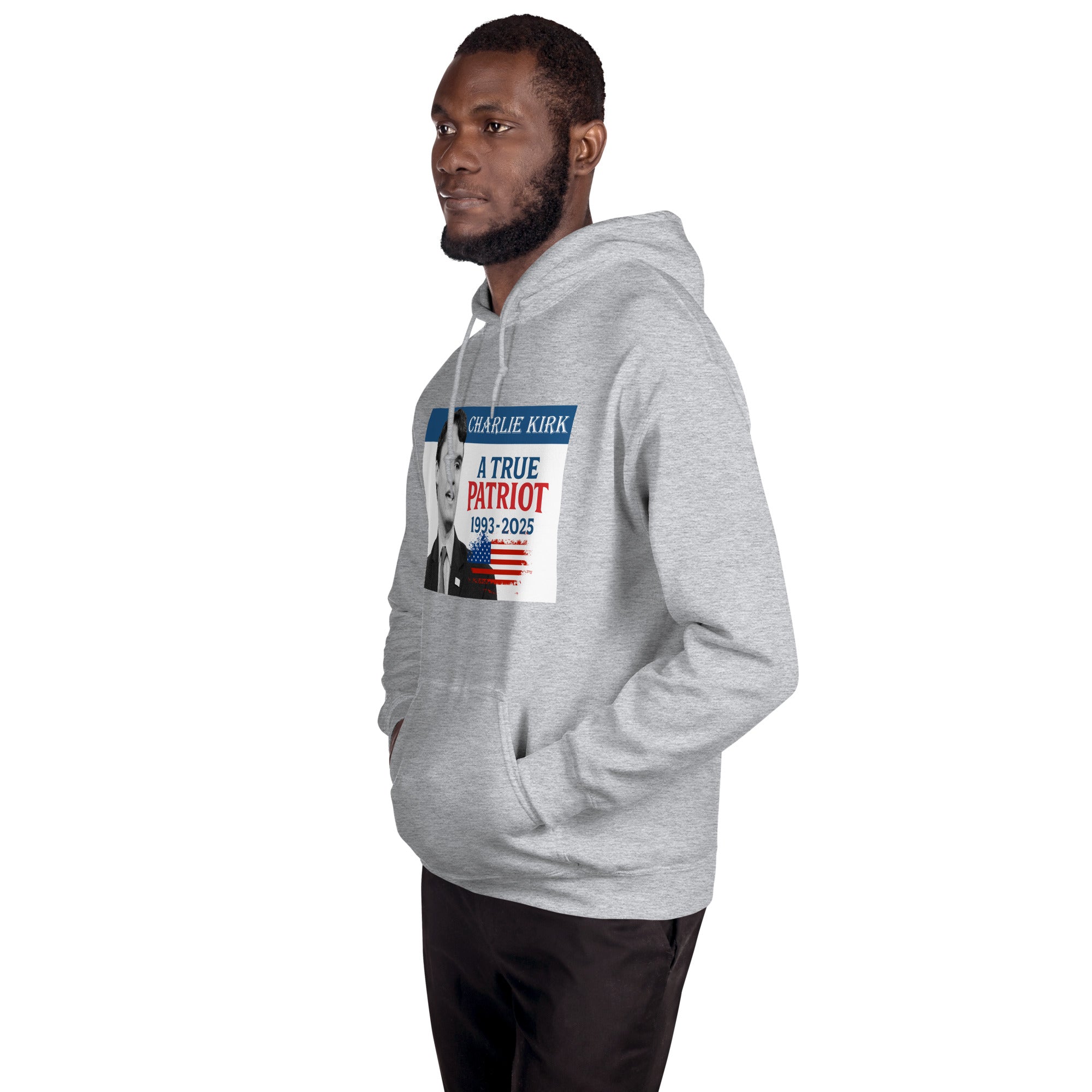 Charlie Kirk Hoodie, True Patriot 1993-2025 RIP Memorial American Flag Pullover Pullover - Tophatter Daily Deals