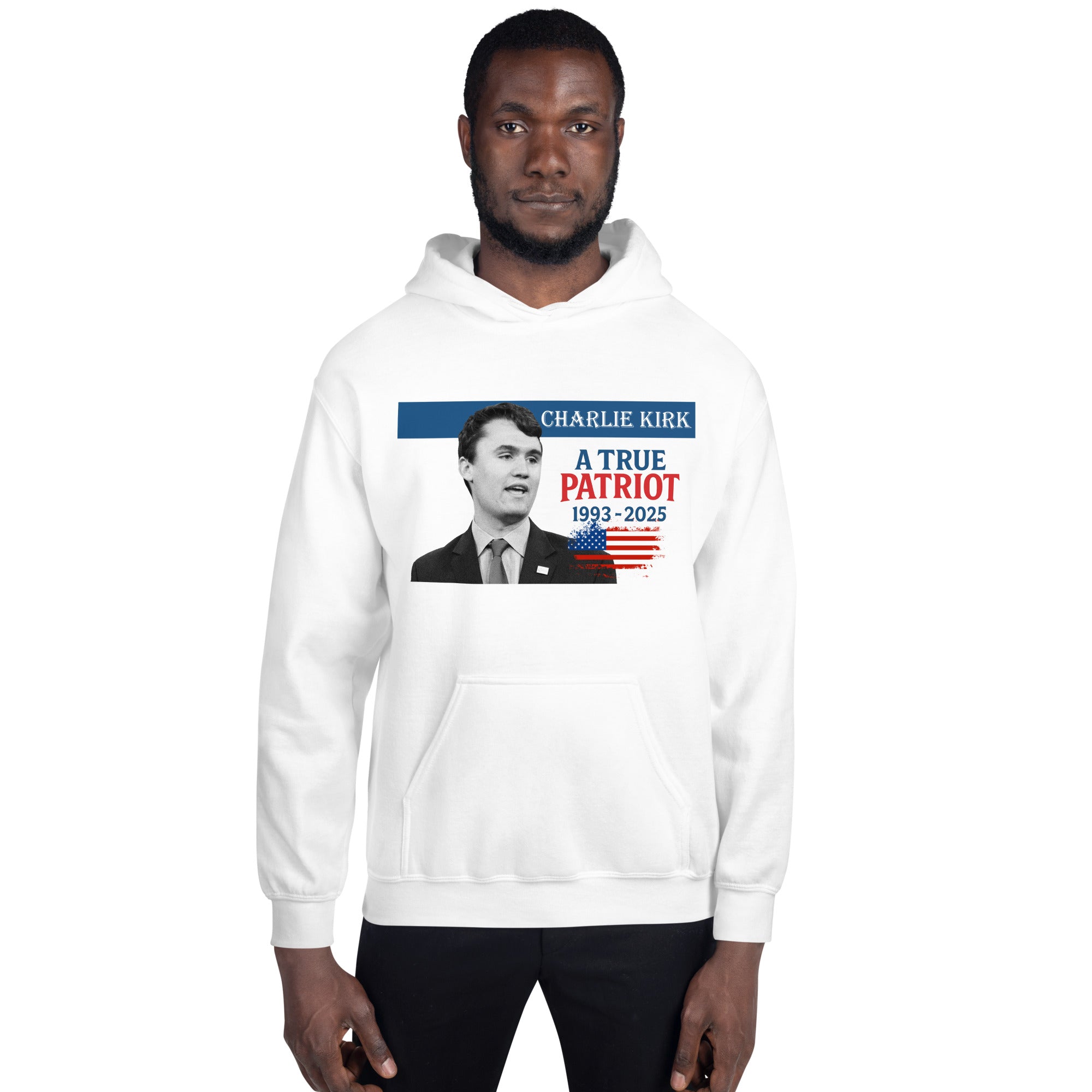 Charlie Kirk Hoodie, True Patriot 1993-2025 RIP Memorial American Flag Pullover Pullover - Tophatter Daily Deals