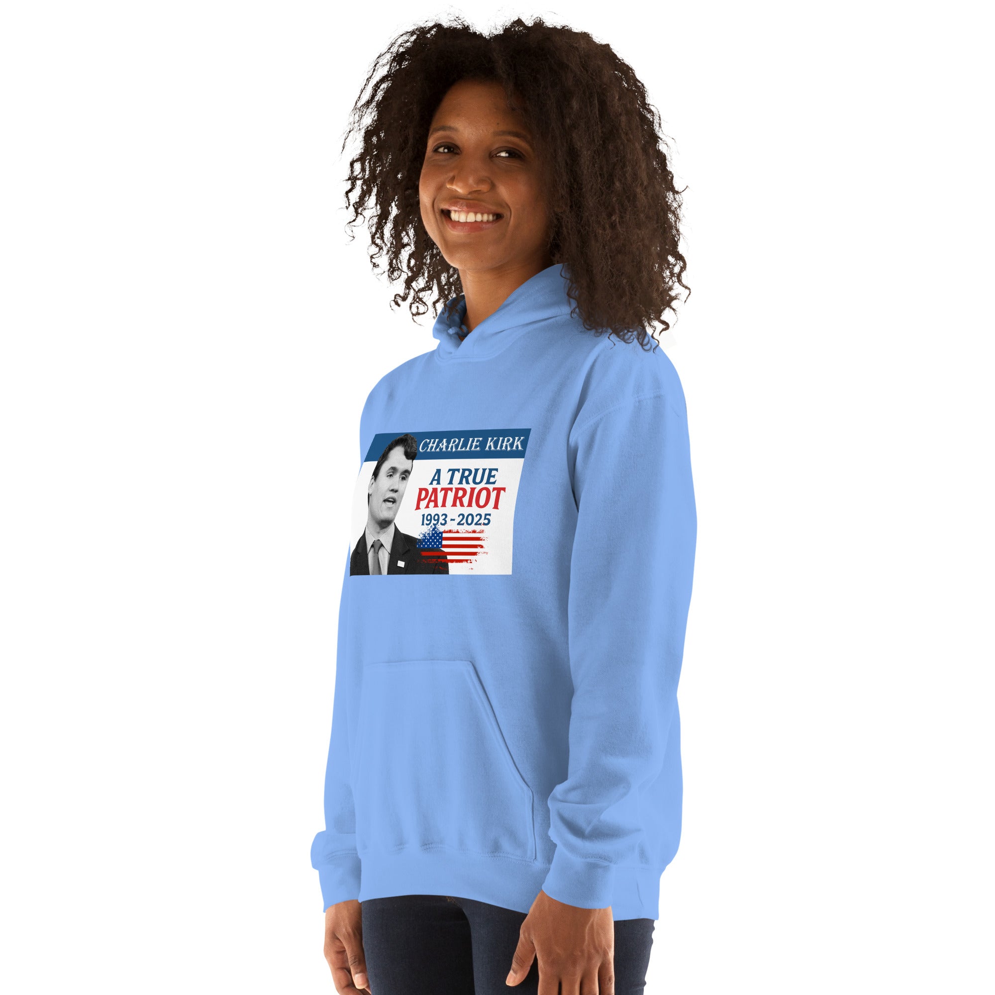 Charlie Kirk Hoodie, True Patriot 1993-2025 RIP Memorial American Flag Pullover Pullover - Tophatter Daily Deals