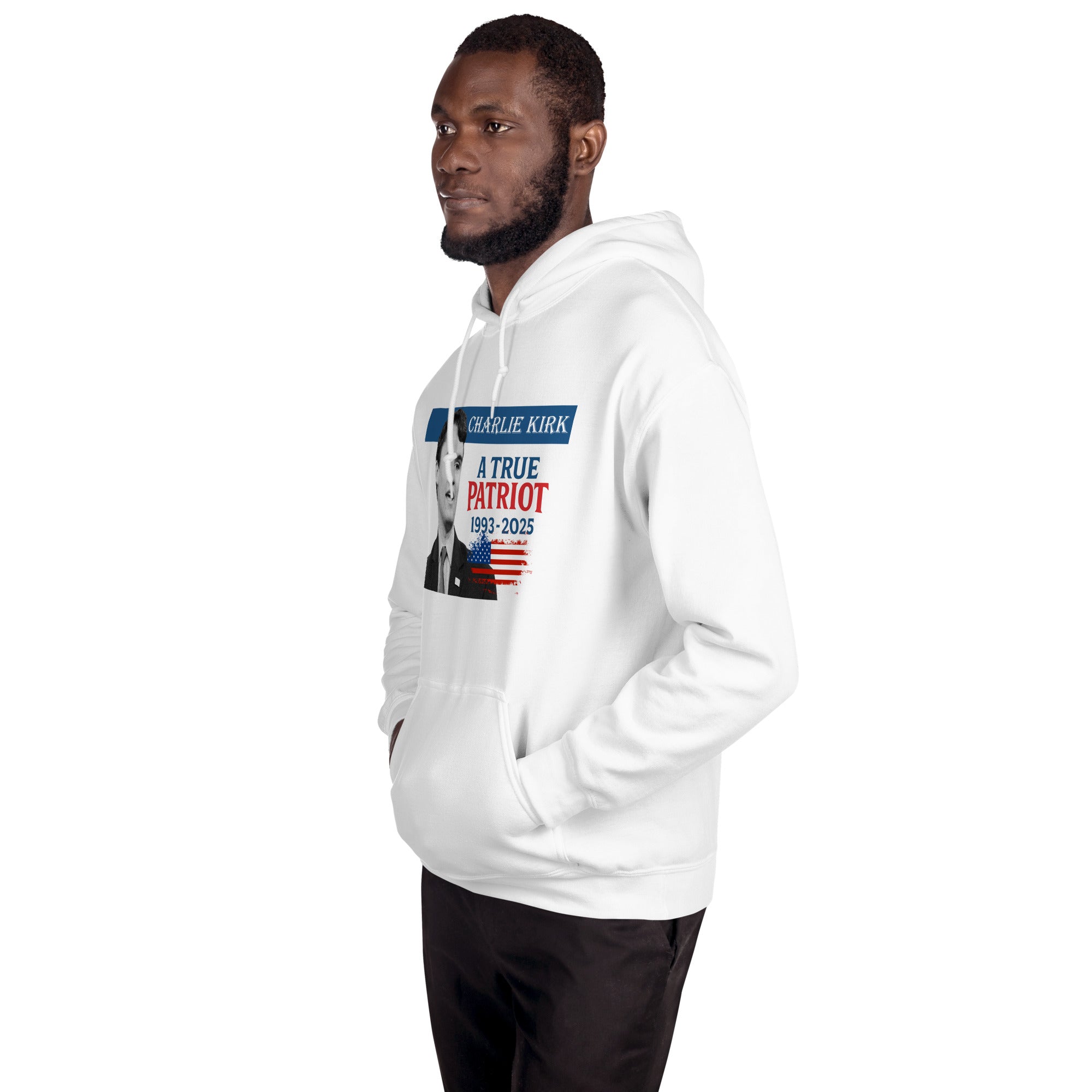 Charlie Kirk Hoodie, True Patriot 1993-2025 RIP Memorial American Flag Pullover Pullover - Tophatter Daily Deals