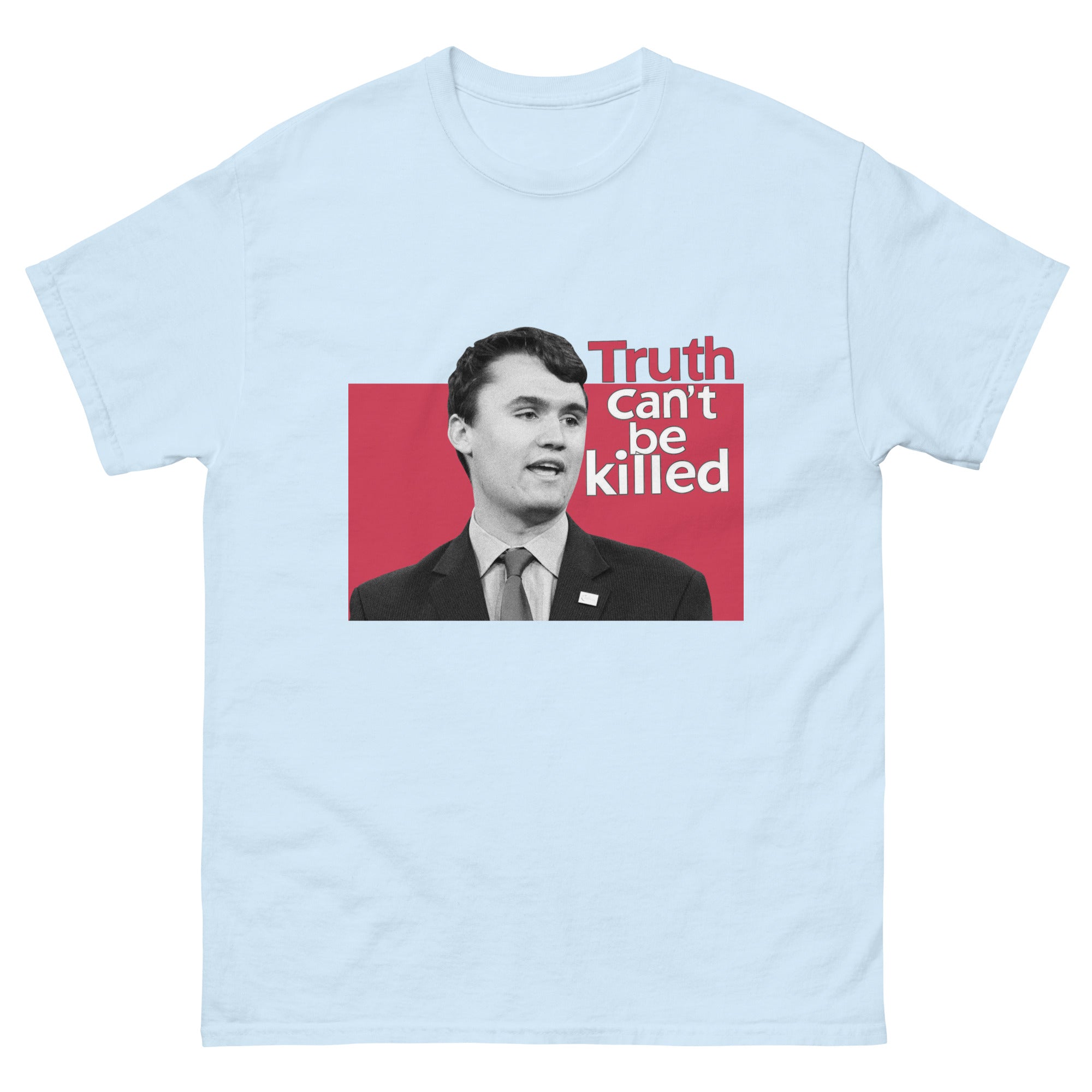 Charlie Kirk Shirt, Truth Can't Be Killed T-Shirt Light Blue T-Shirt - Tophatter Daily Deals