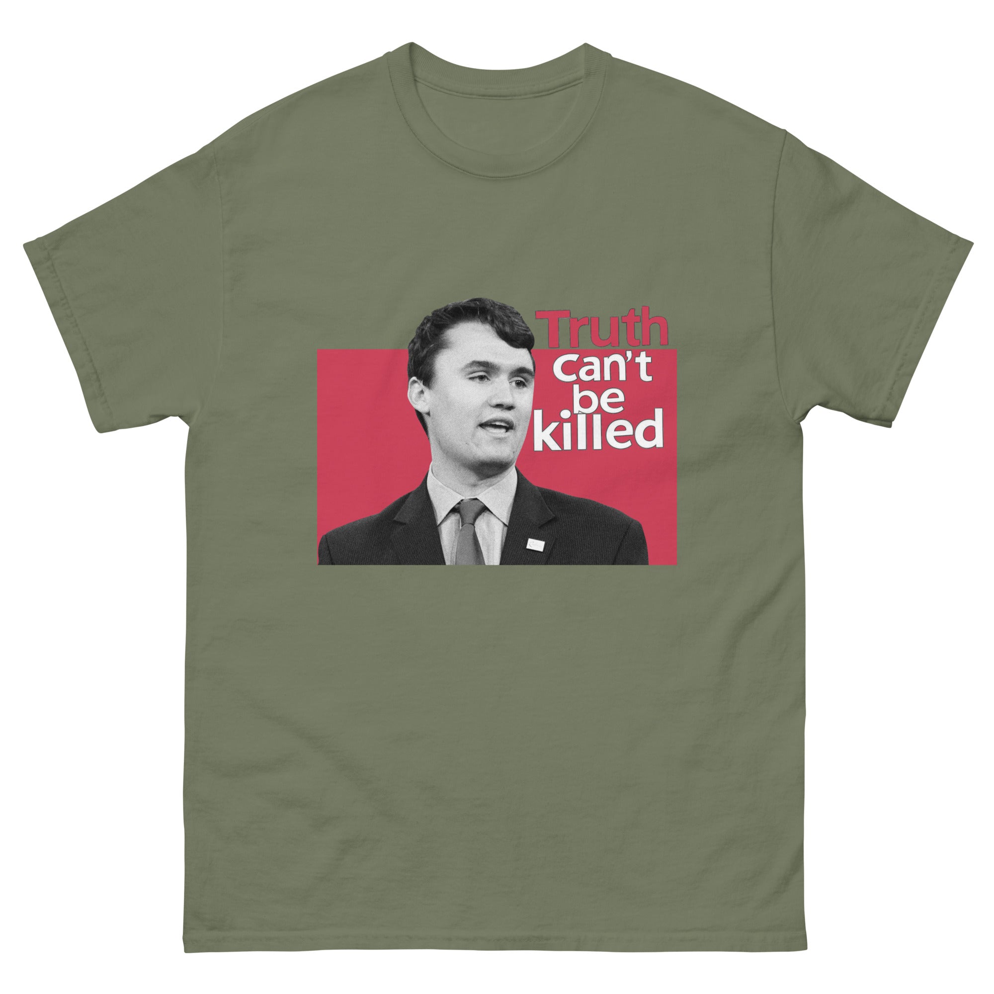 Charlie Kirk Shirt, Truth Can't Be Killed T-Shirt Military Green T-Shirt - Tophatter Daily Deals
