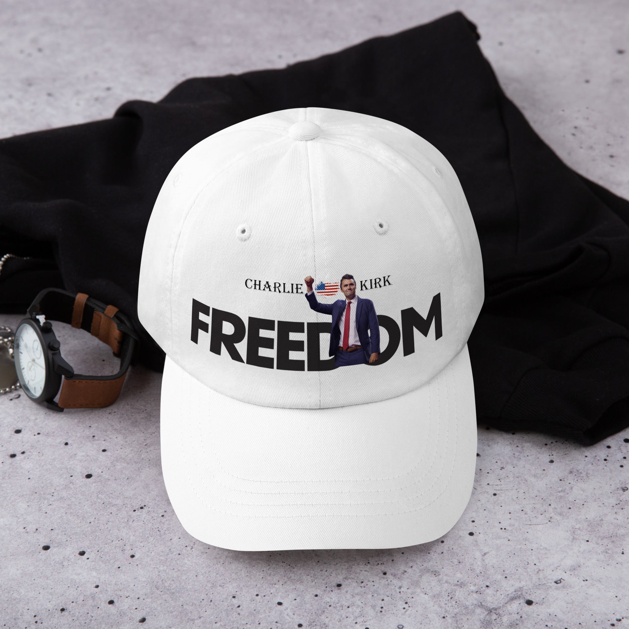 Charlie Kirk FREEDOM Hat, RIP Memorial American Flag Cap Hat - Tophatter Daily Deals