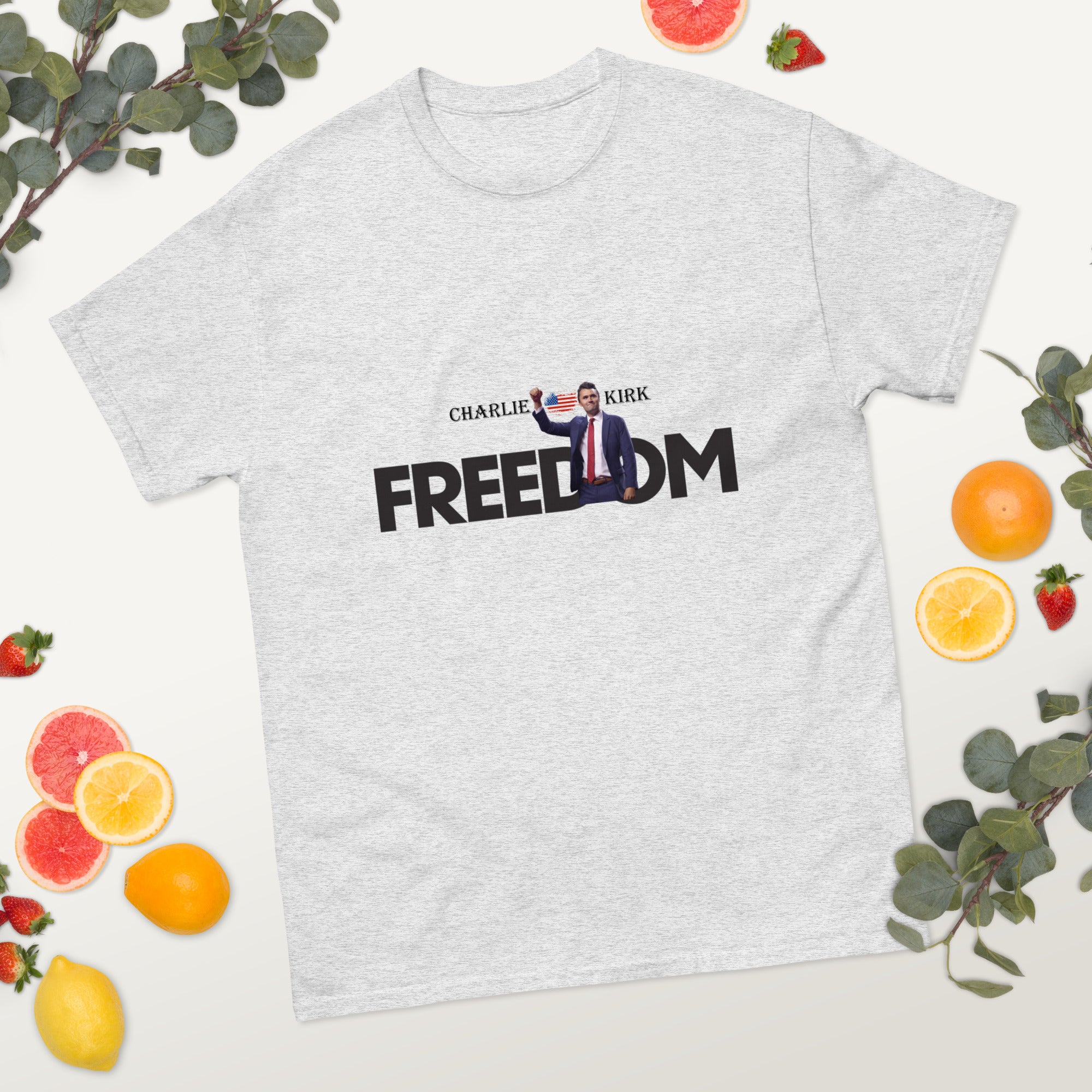 Charlie Kirk FREEDOM Shirt, RIP Memorial American Flag T-Shirt T-Shirt - Tophatter Daily Deals