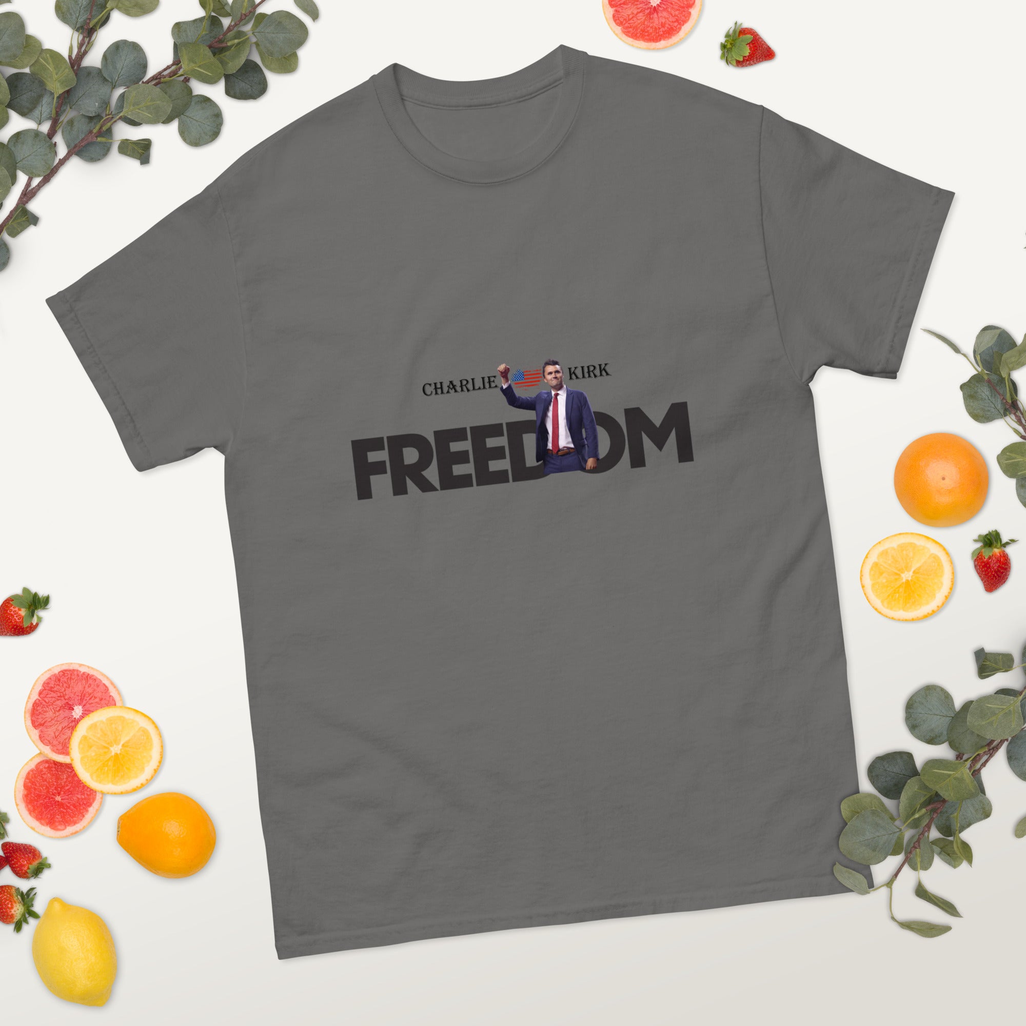 Charlie Kirk FREEDOM Shirt, RIP Memorial American Flag T-Shirt T-Shirt - Tophatter Daily Deals