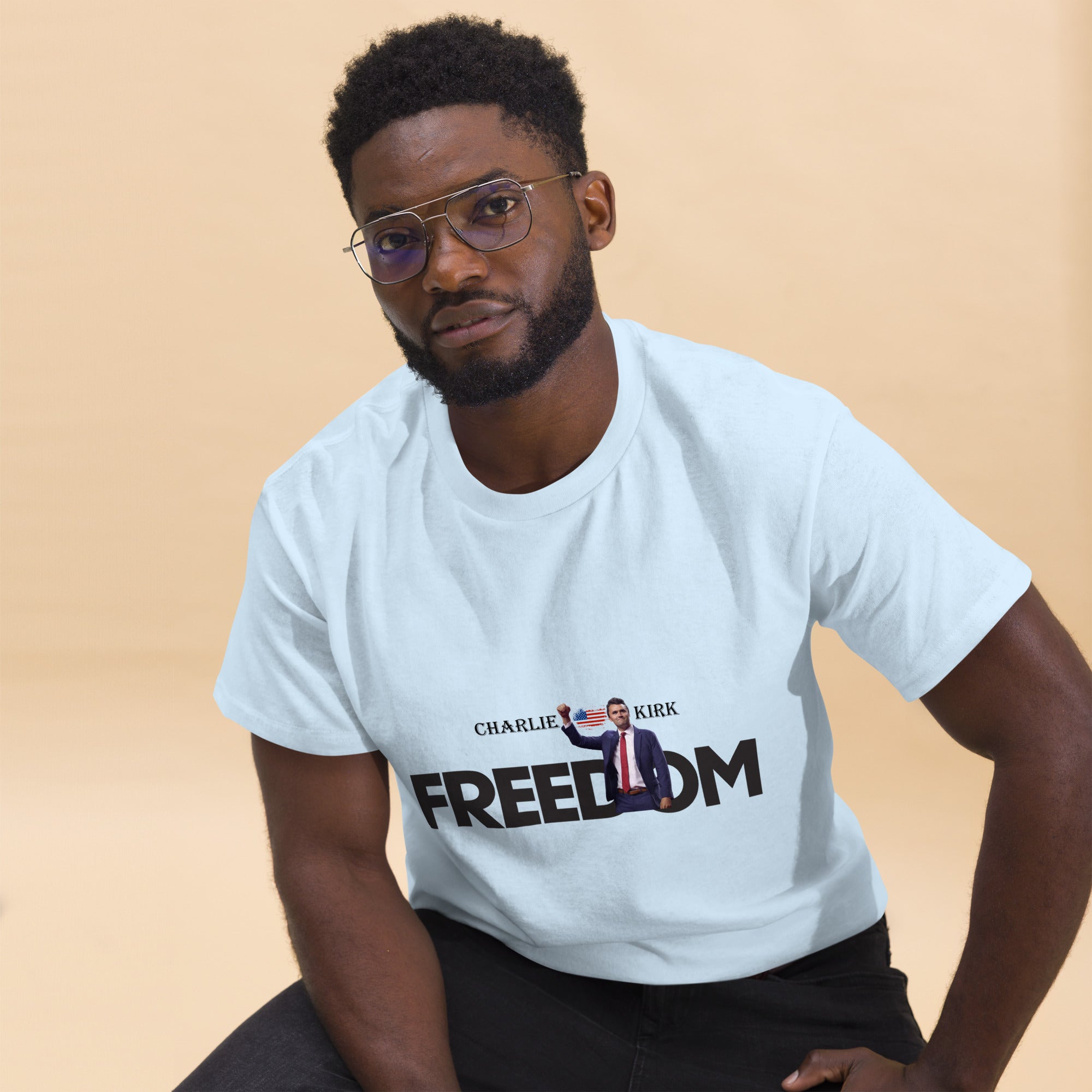 Charlie Kirk FREEDOM Shirt, RIP Memorial American Flag T-Shirt T-Shirt - Tophatter Daily Deals