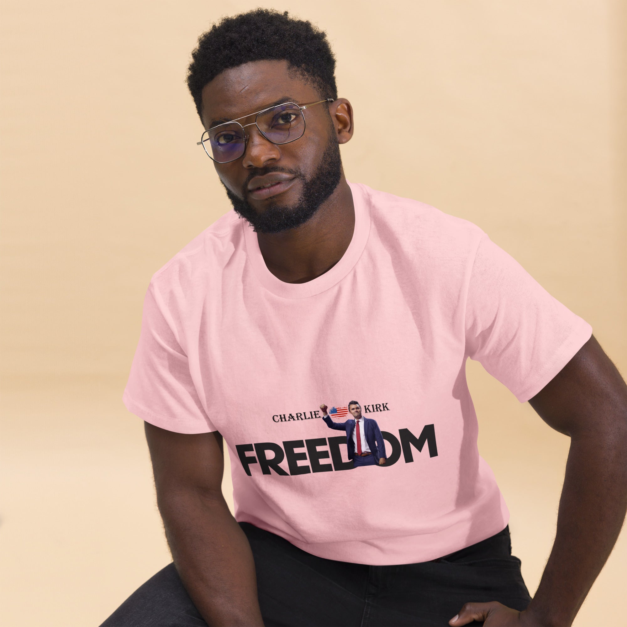 Charlie Kirk FREEDOM Shirt, RIP Memorial American Flag T-Shirt T-Shirt - Tophatter Daily Deals