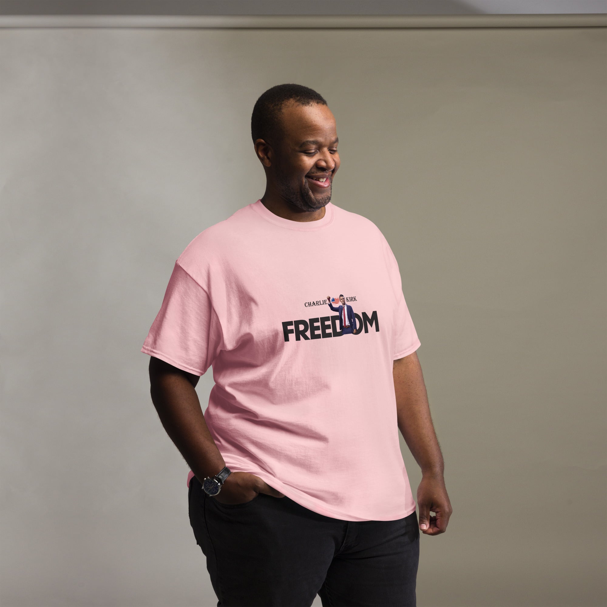 Charlie Kirk FREEDOM Shirt, RIP Memorial American Flag T-Shirt T-Shirt - Tophatter Daily Deals