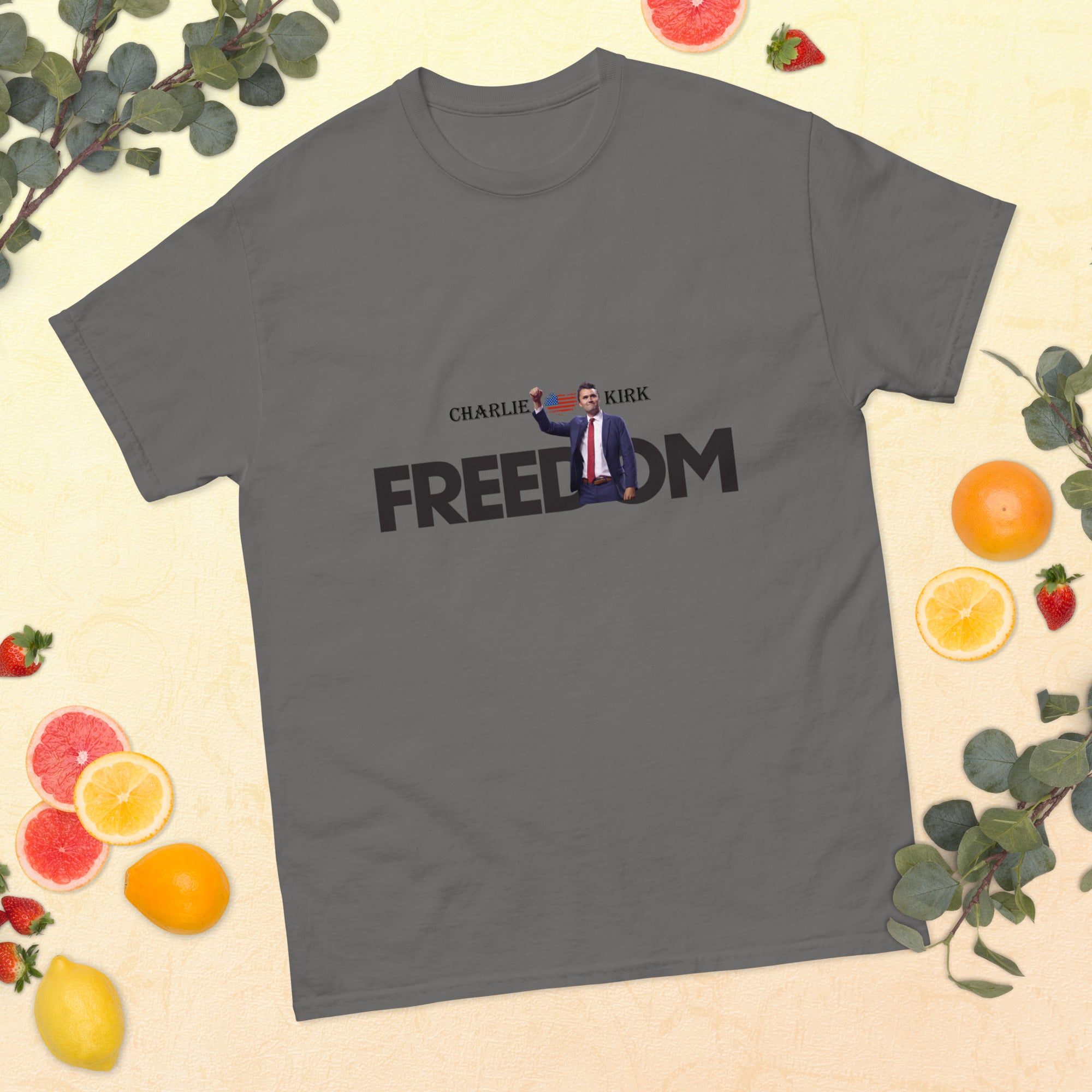 Charlie Kirk FREEDOM Shirt, RIP Memorial American Flag T-Shirt T-Shirt - Tophatter Daily Deals