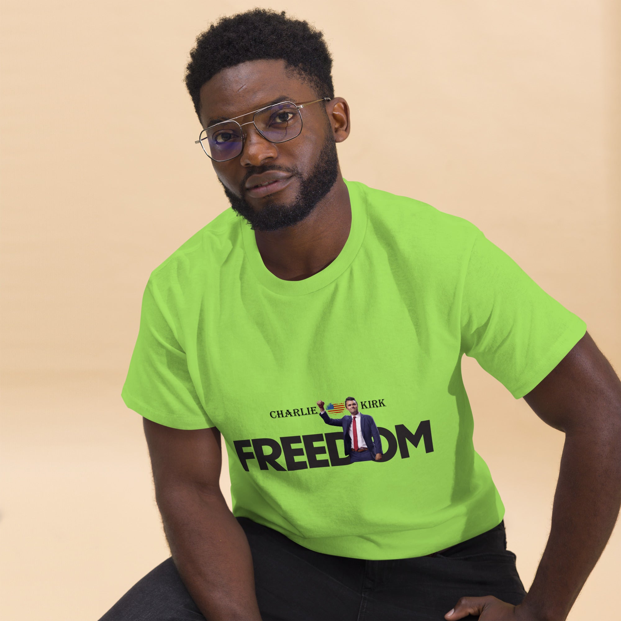 Charlie Kirk FREEDOM Shirt, RIP Memorial American Flag T-Shirt T-Shirt - Tophatter Daily Deals