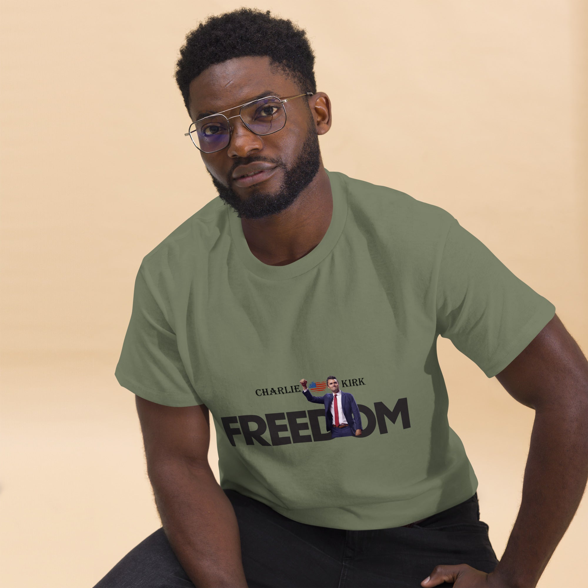 Charlie Kirk FREEDOM Shirt, RIP Memorial American Flag T-Shirt T-Shirt - Tophatter Daily Deals