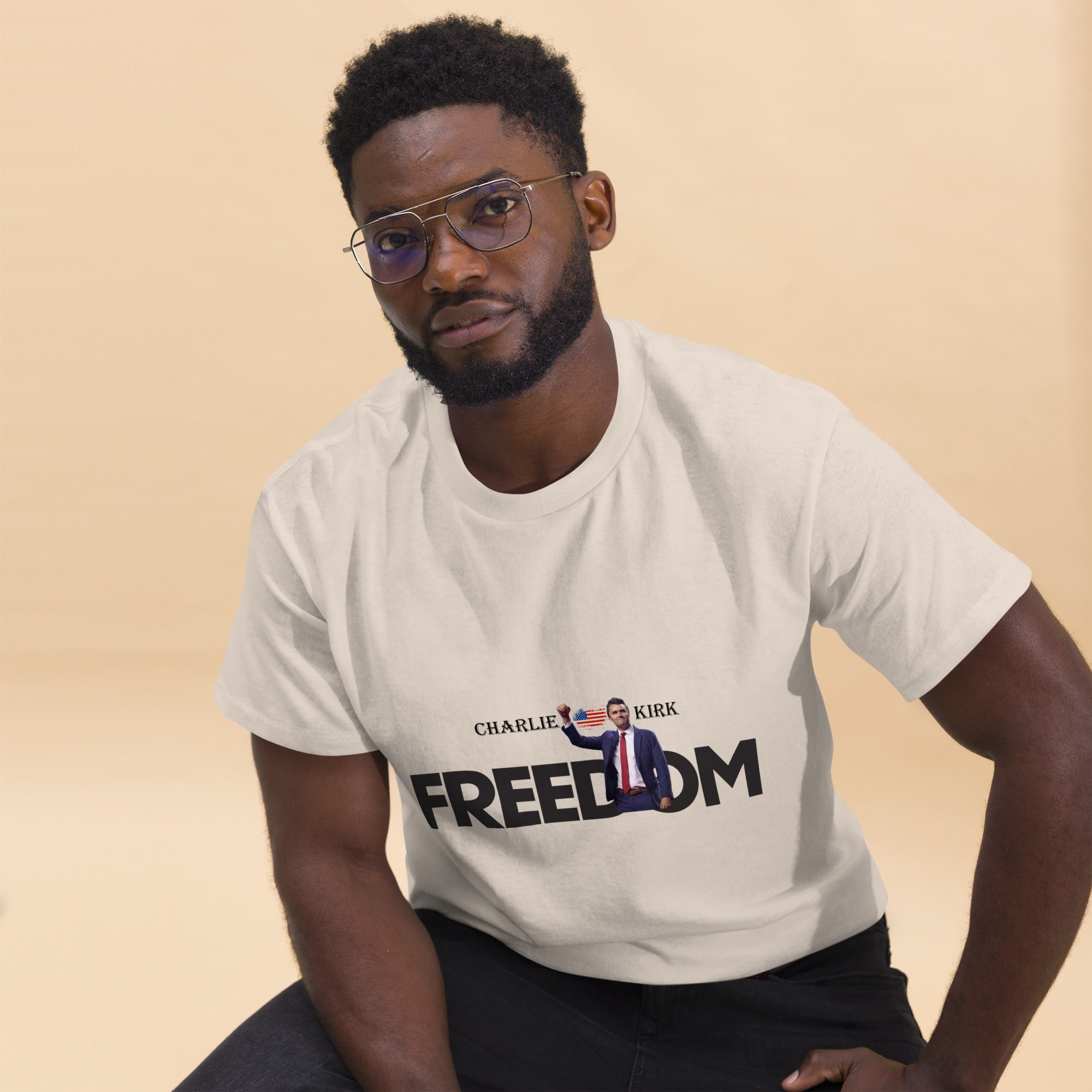 Charlie Kirk FREEDOM Shirt, RIP Memorial American Flag T-Shirt T-Shirt - Tophatter Daily Deals