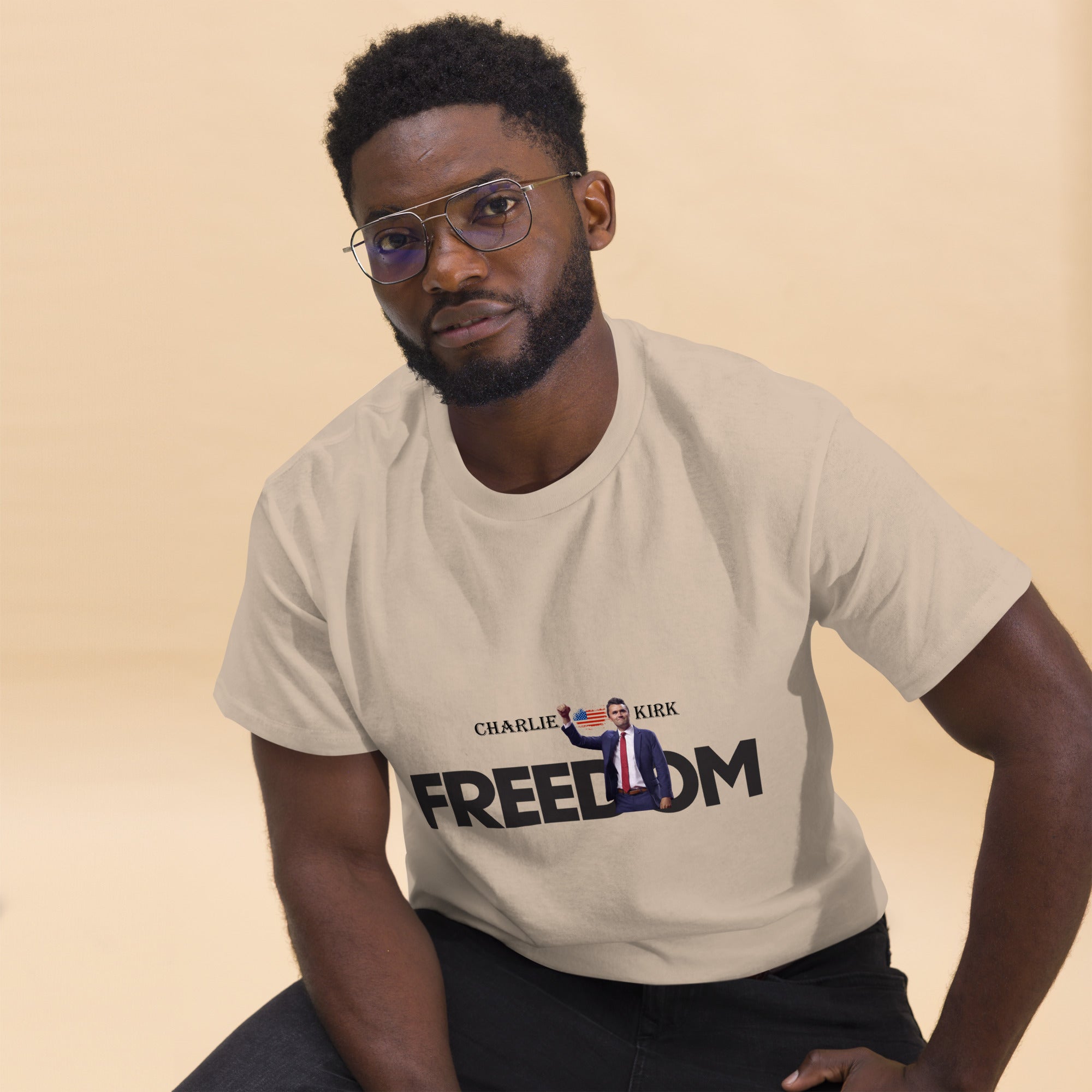 Charlie Kirk FREEDOM Shirt, RIP Memorial American Flag T-Shirt T-Shirt - Tophatter Daily Deals