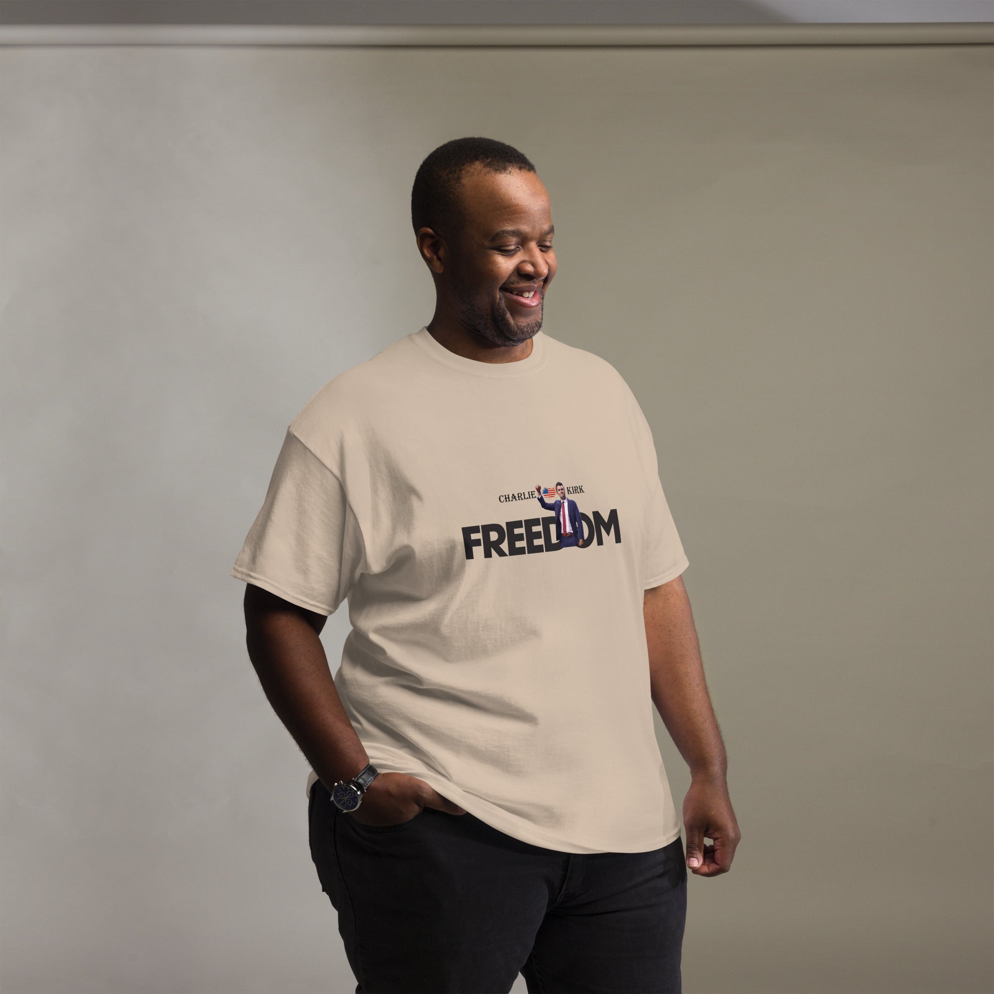 Charlie Kirk FREEDOM Shirt, RIP Memorial American Flag T-Shirt T-Shirt - Tophatter Daily Deals