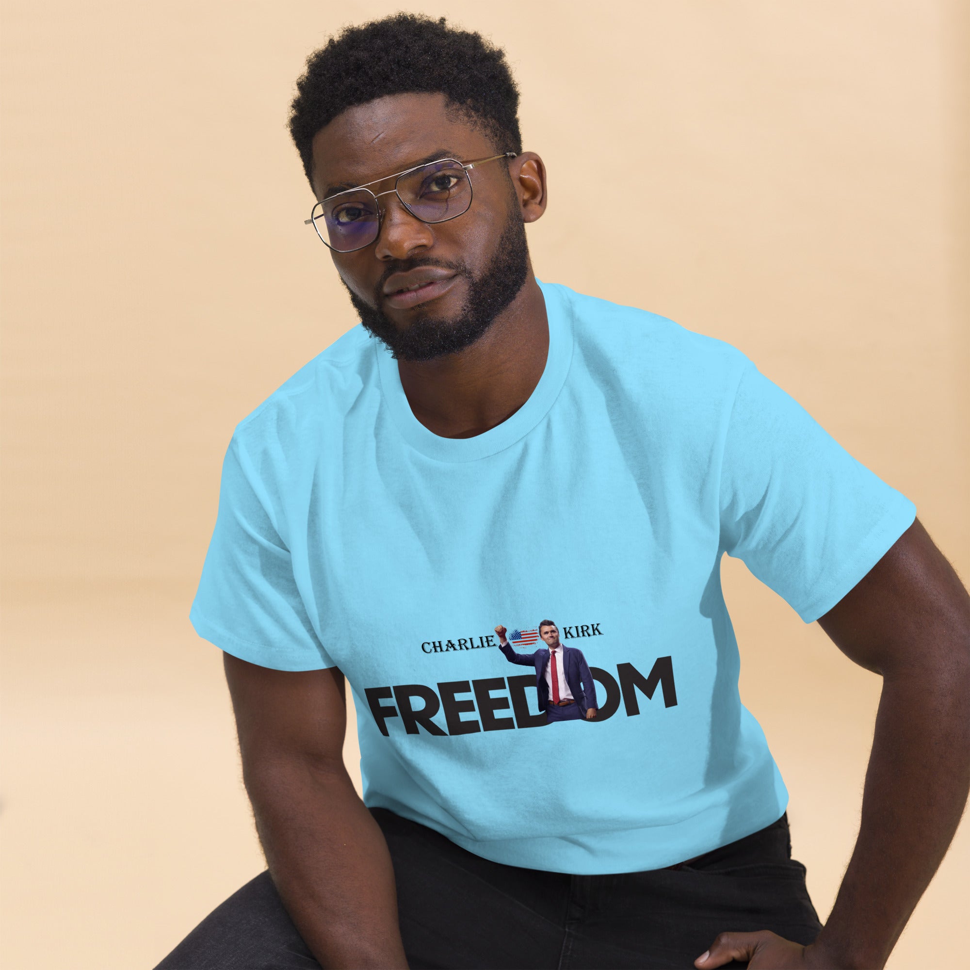 Charlie Kirk FREEDOM Shirt, RIP Memorial American Flag T-Shirt T-Shirt - Tophatter Daily Deals