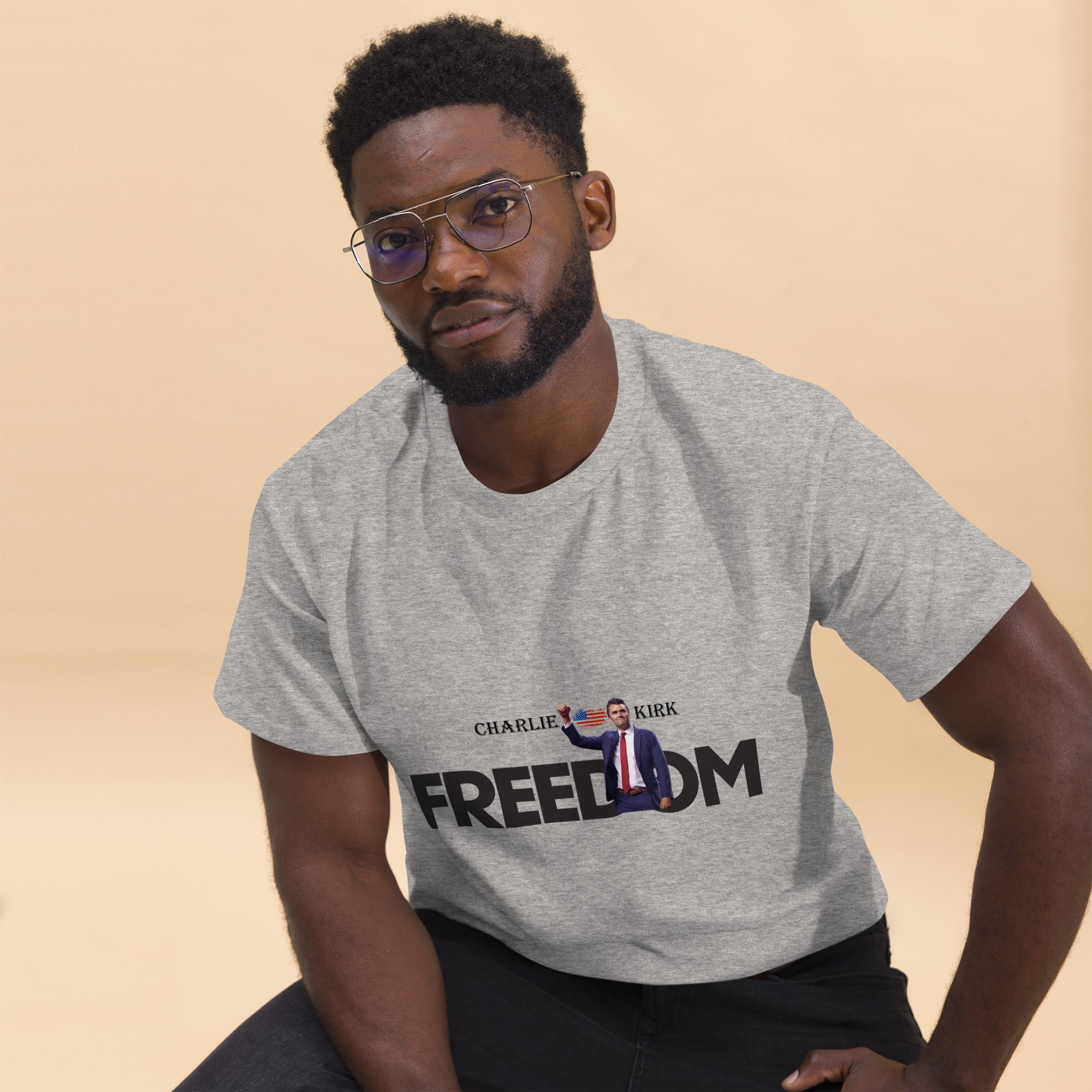 Charlie Kirk FREEDOM Shirt, RIP Memorial American Flag T-Shirt T-Shirt - Tophatter Daily Deals