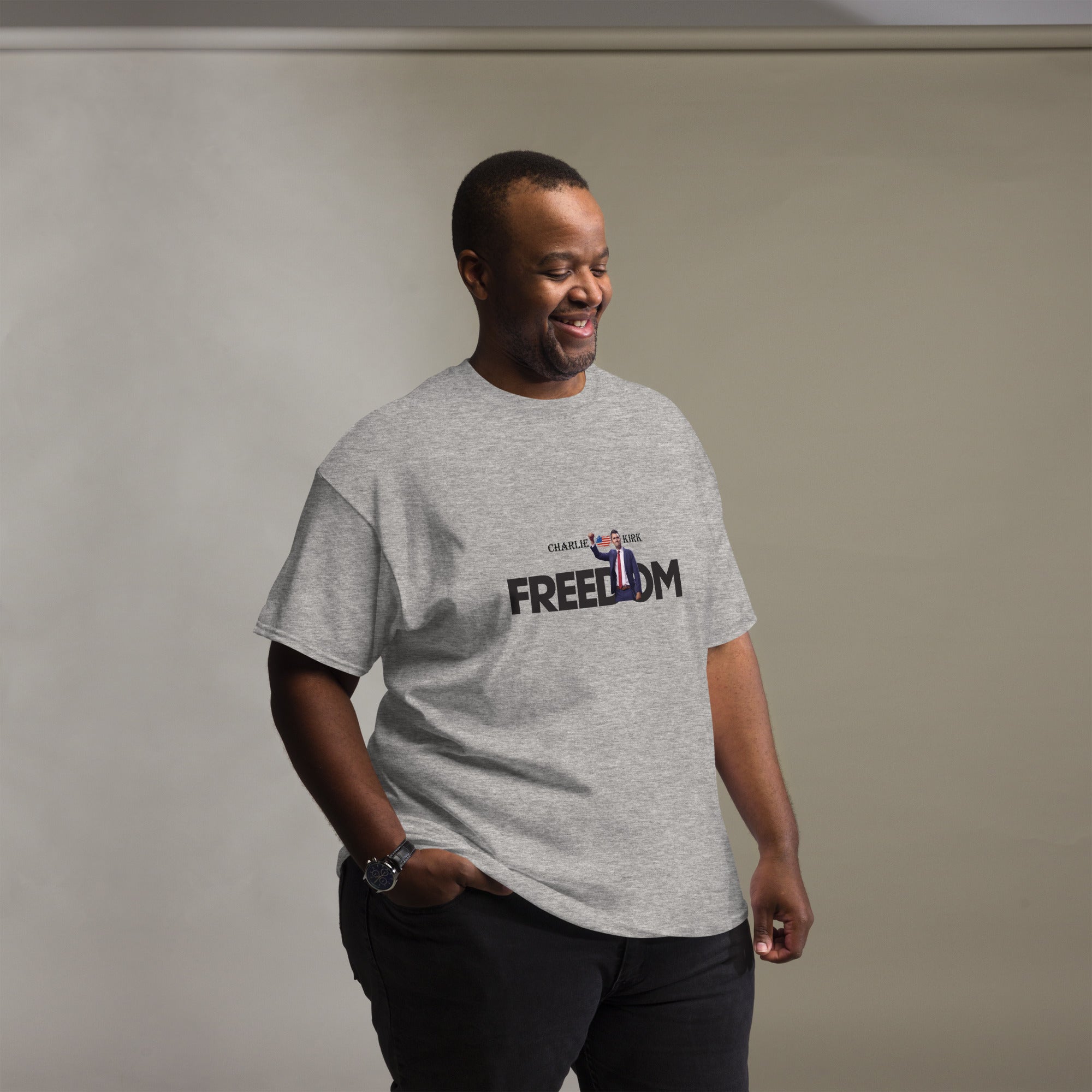 Charlie Kirk FREEDOM Shirt, RIP Memorial American Flag T-Shirt T-Shirt - Tophatter Daily Deals