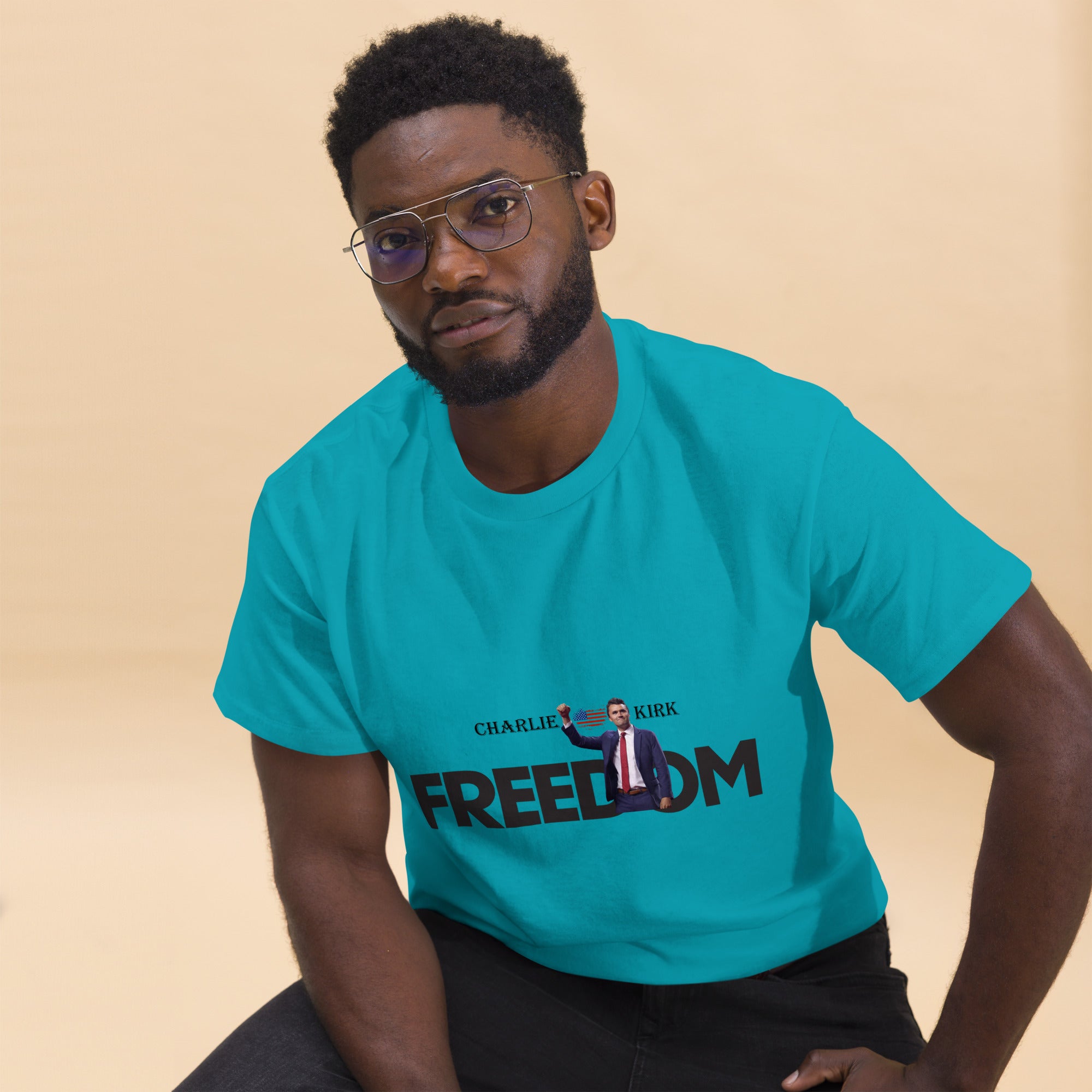Charlie Kirk FREEDOM Shirt, RIP Memorial American Flag T-Shirt T-Shirt - Tophatter Daily Deals