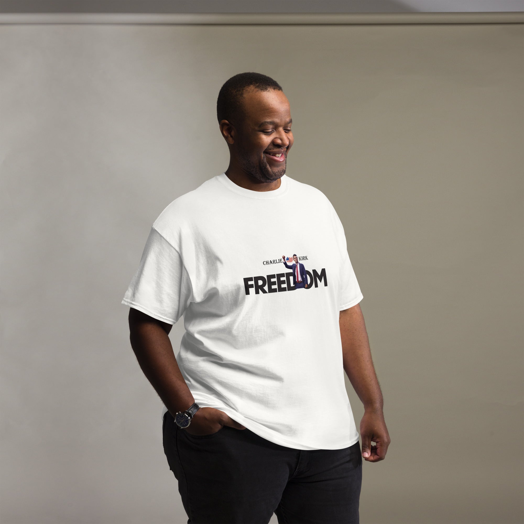 Charlie Kirk FREEDOM Shirt, RIP Memorial American Flag T-Shirt T-Shirt - Tophatter Daily Deals