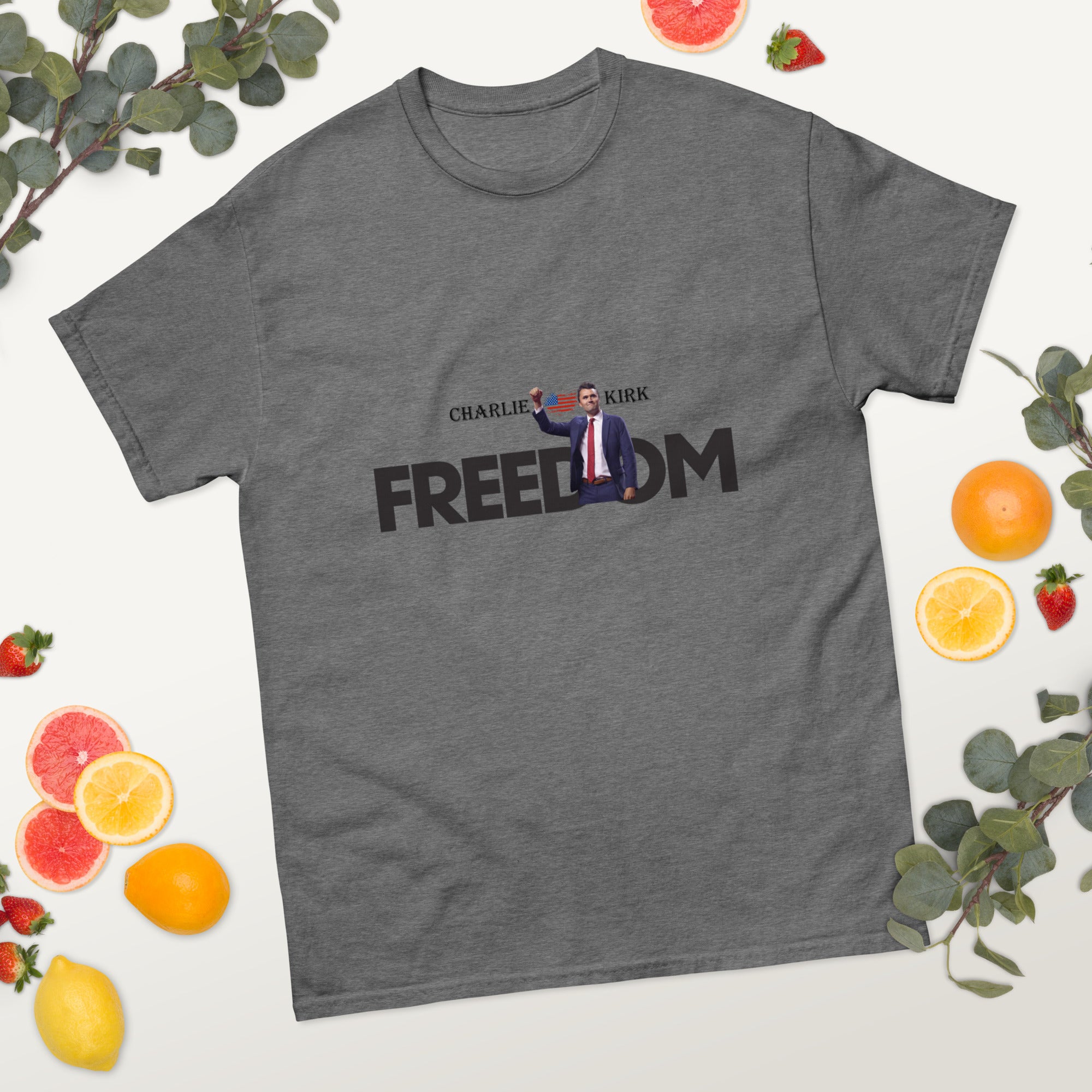 Charlie Kirk FREEDOM Shirt, RIP Memorial American Flag T-Shirt T-Shirt - Tophatter Daily Deals