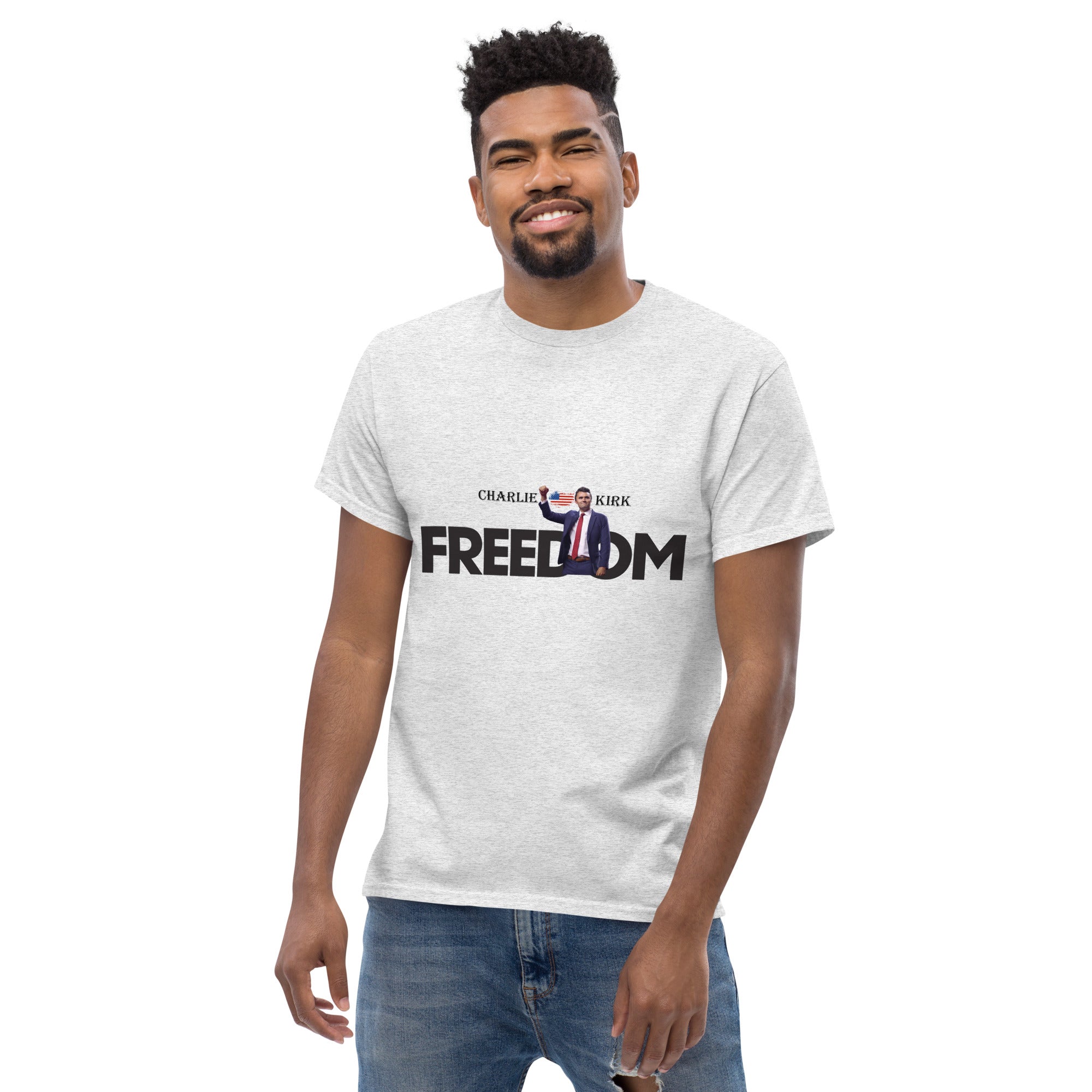 Charlie Kirk FREEDOM Shirt, RIP Memorial American Flag T-Shirt T-Shirt - Tophatter Daily Deals