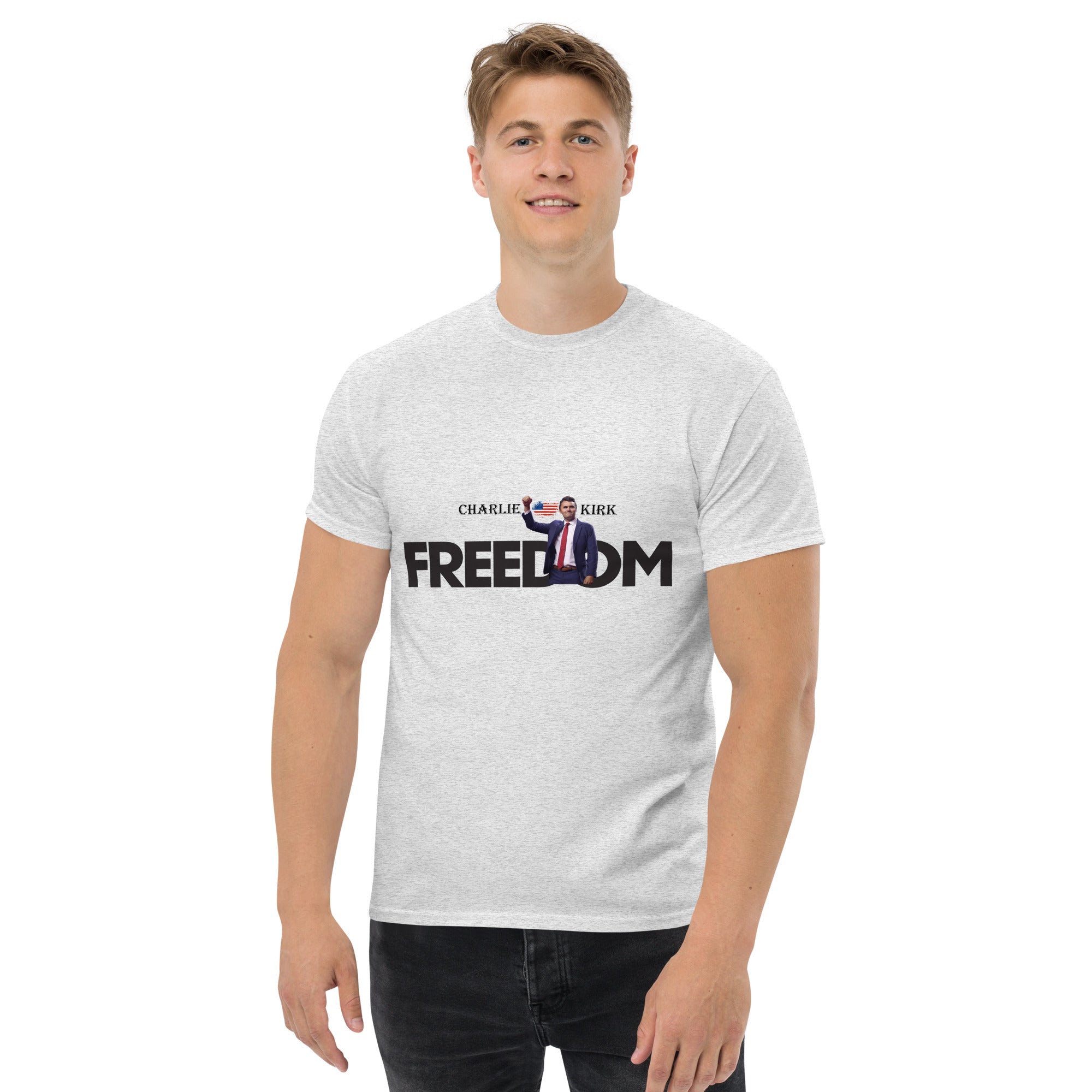 Charlie Kirk FREEDOM Shirt, RIP Memorial American Flag T-Shirt T-Shirt - Tophatter Daily Deals