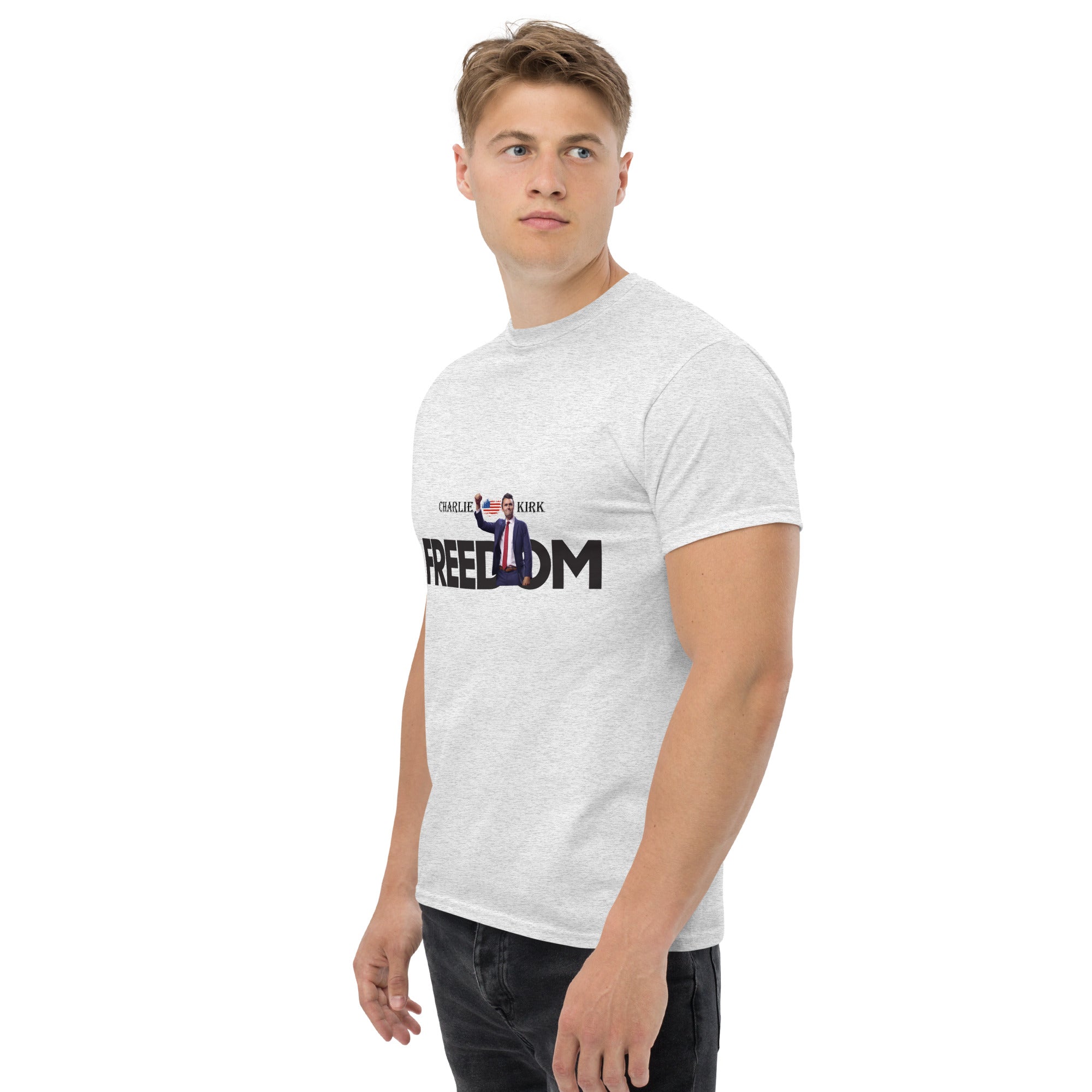 Charlie Kirk FREEDOM Shirt, RIP Memorial American Flag T-Shirt T-Shirt - Tophatter Daily Deals