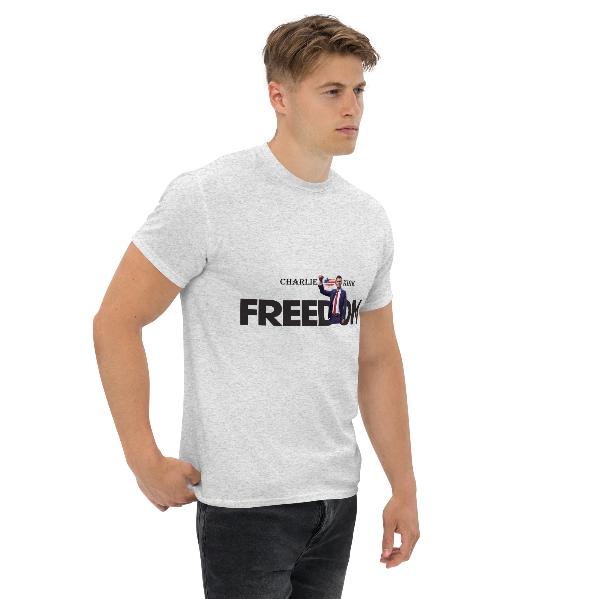 Charlie Kirk FREEDOM Shirt, RIP Memorial American Flag T-Shirt T-Shirt - Tophatter Daily Deals