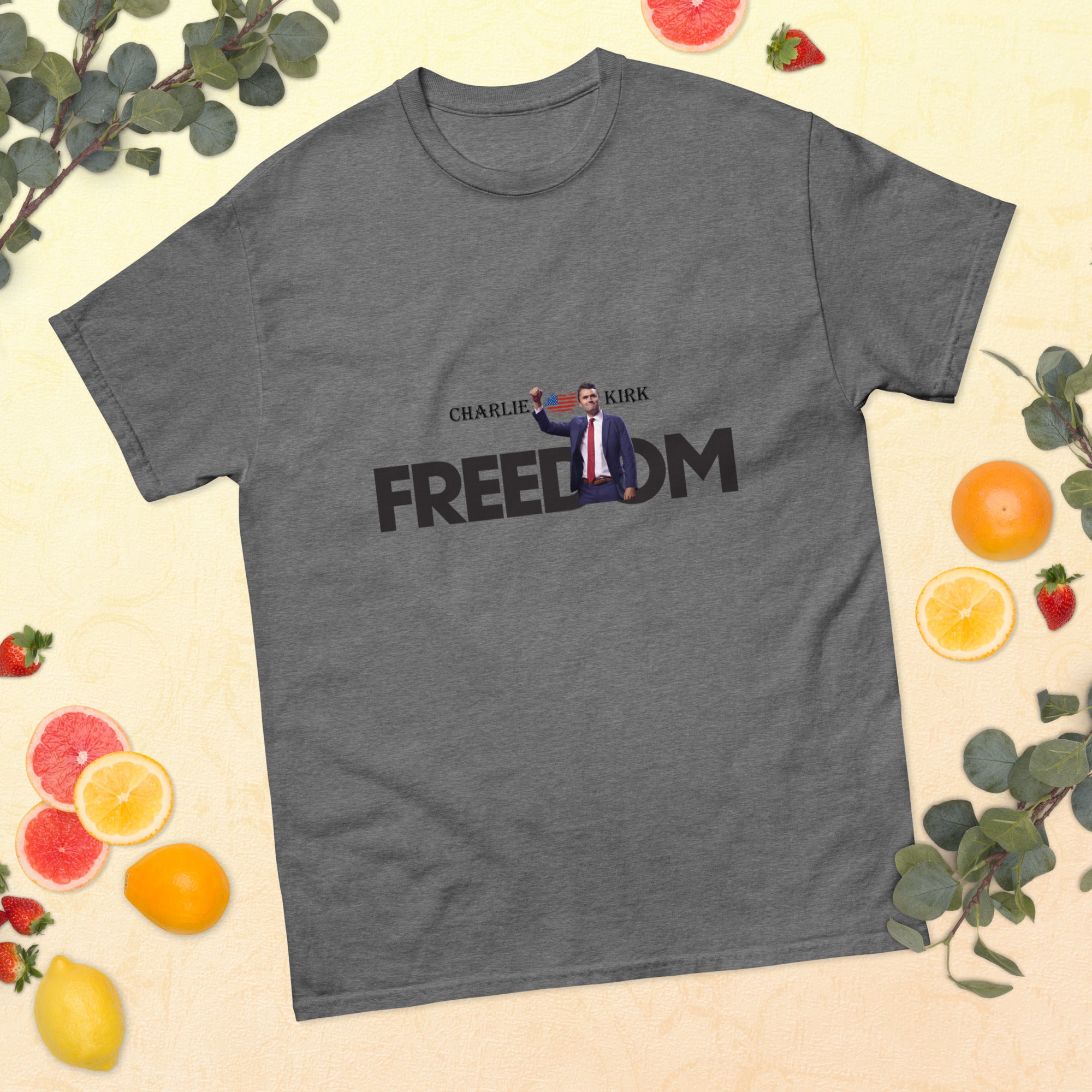 Charlie Kirk FREEDOM Shirt, RIP Memorial American Flag T-Shirt T-Shirt - Tophatter Daily Deals