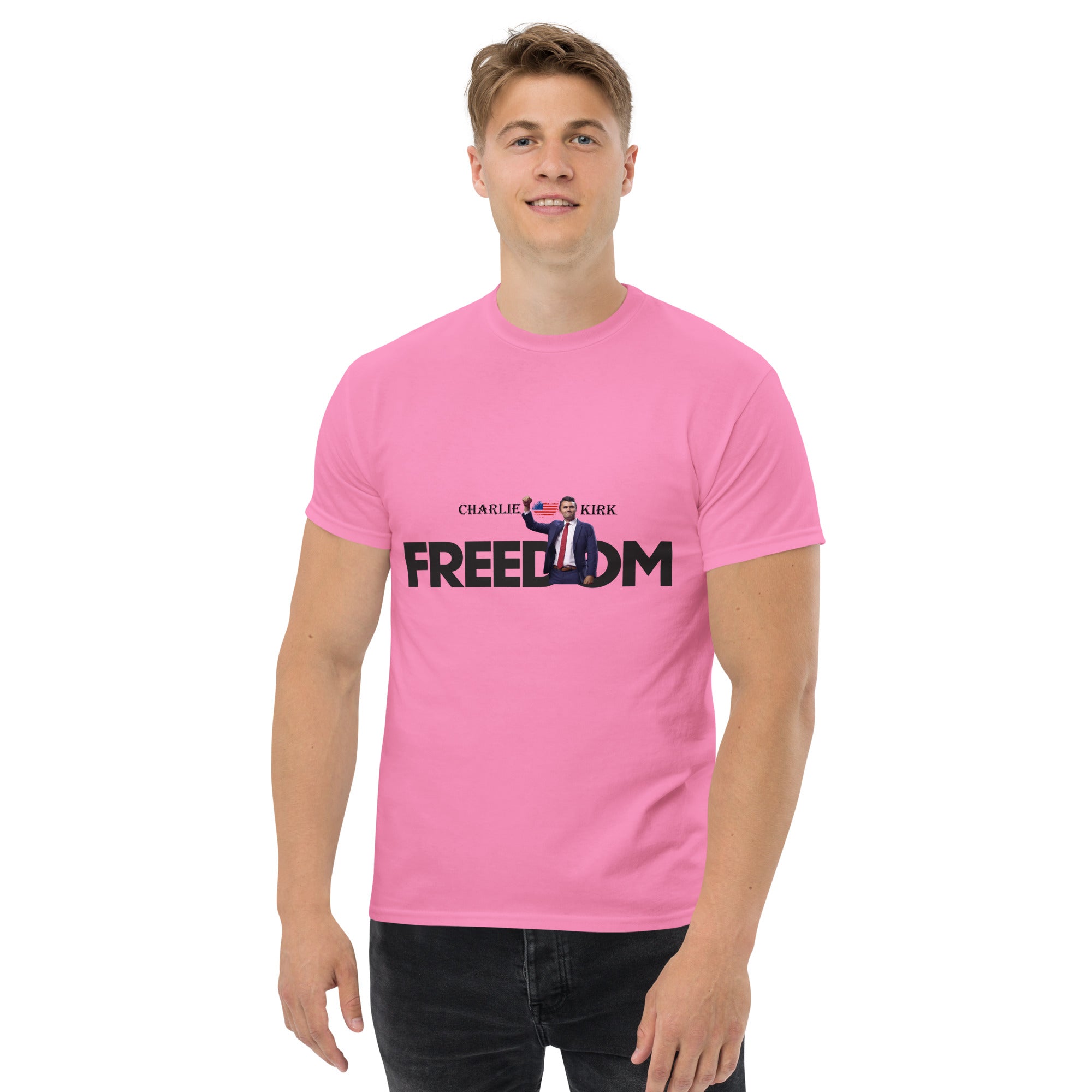 Charlie Kirk FREEDOM Shirt, RIP Memorial American Flag T-Shirt T-Shirt - Tophatter Daily Deals