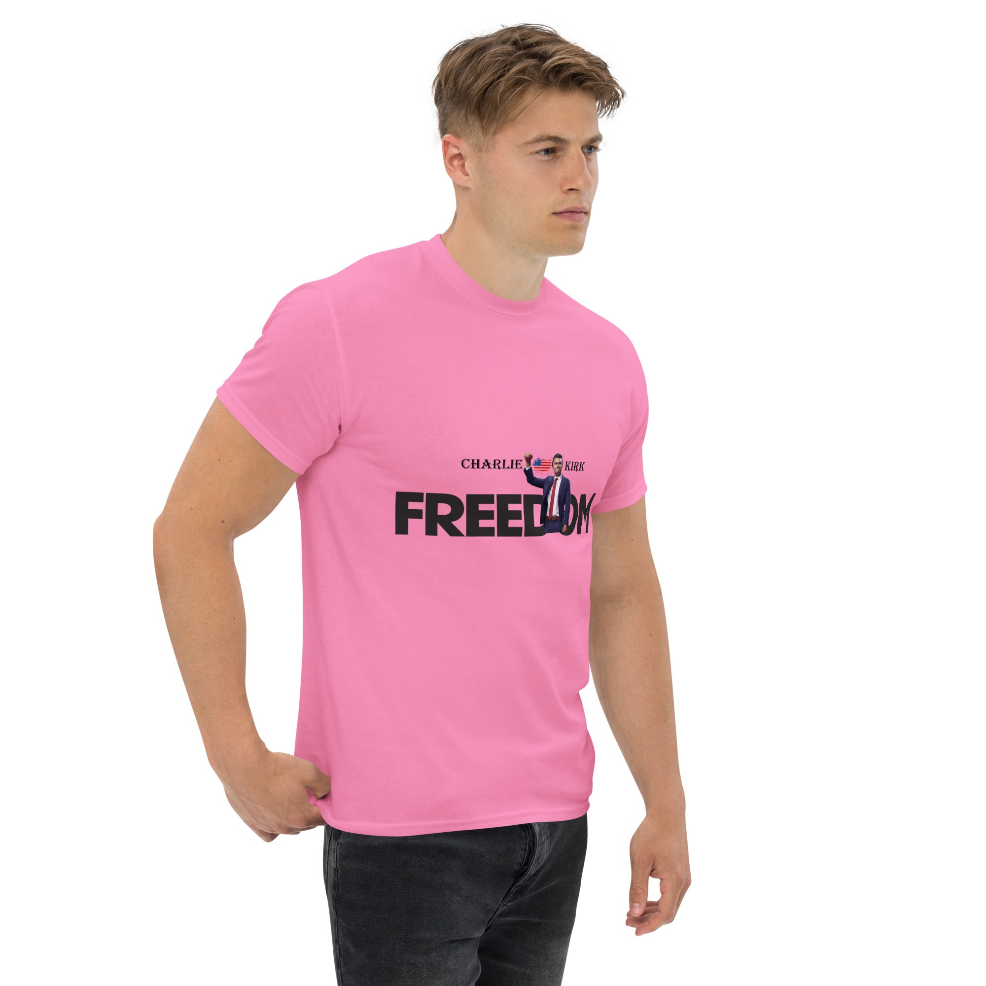 Charlie Kirk FREEDOM Shirt, RIP Memorial American Flag T-Shirt T-Shirt - Tophatter Daily Deals
