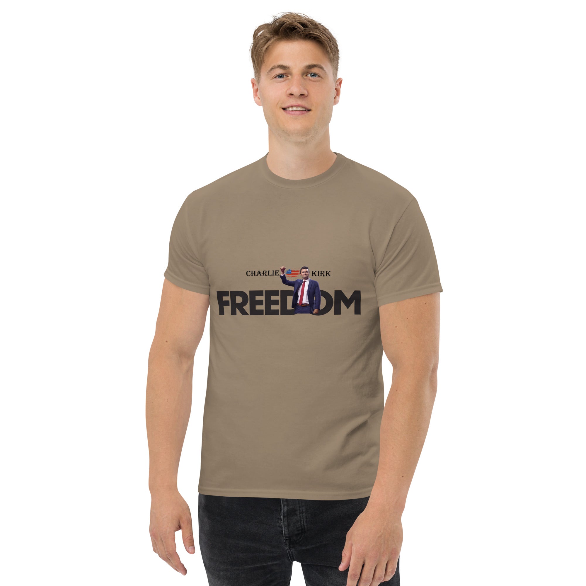 Charlie Kirk FREEDOM Shirt, RIP Memorial American Flag T-Shirt T-Shirt - Tophatter Daily Deals