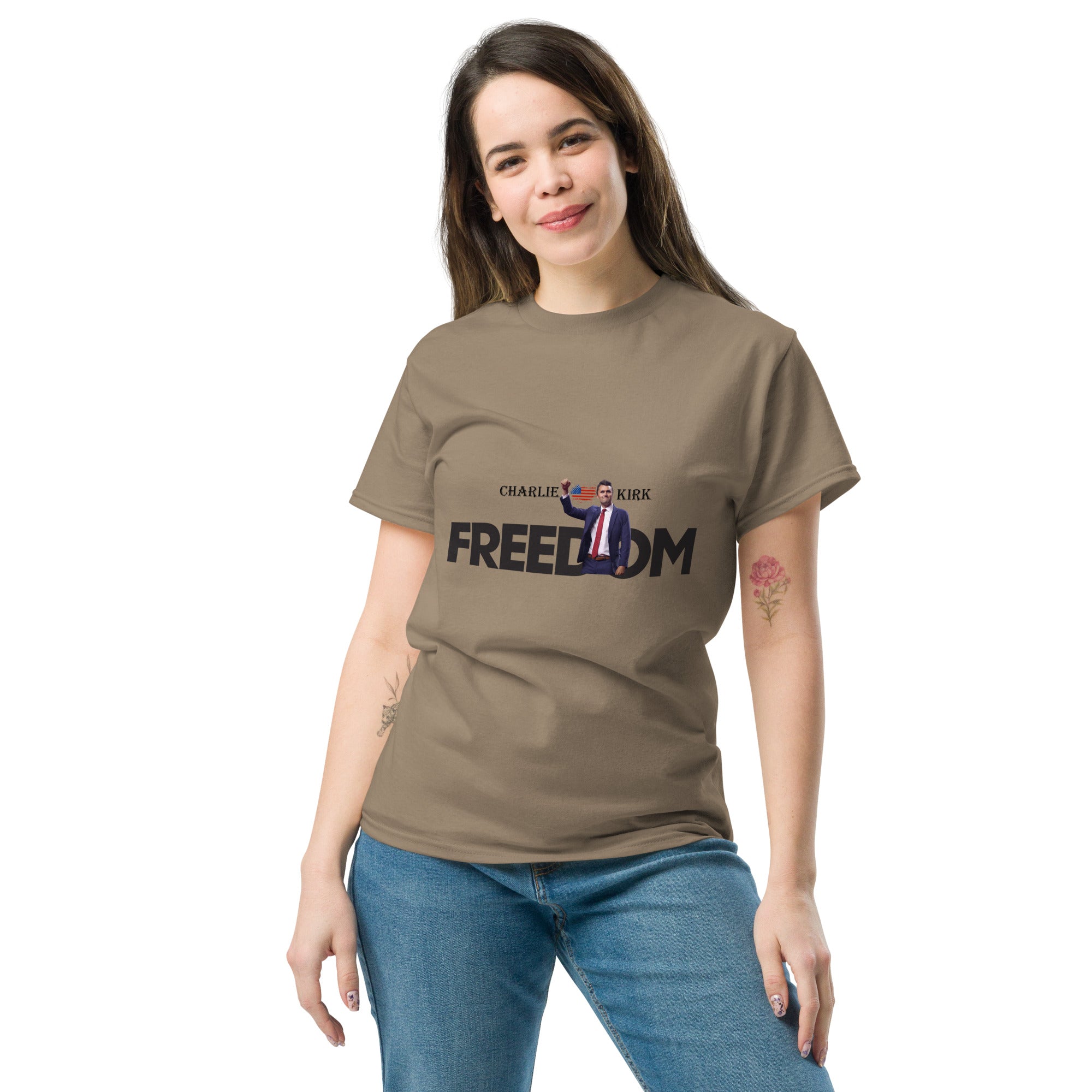Charlie Kirk FREEDOM Shirt, RIP Memorial American Flag T-Shirt T-Shirt - Tophatter Daily Deals