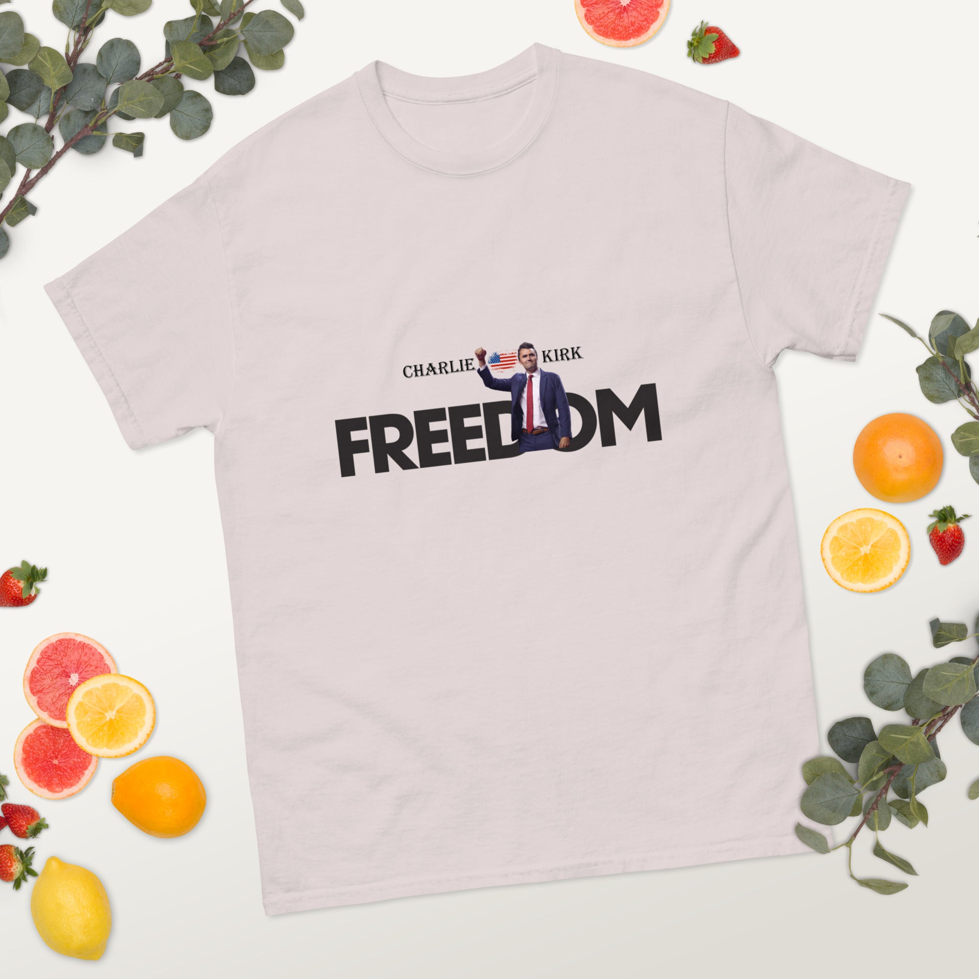 Charlie Kirk FREEDOM Shirt, RIP Memorial American Flag T-Shirt T-Shirt - Tophatter Daily Deals