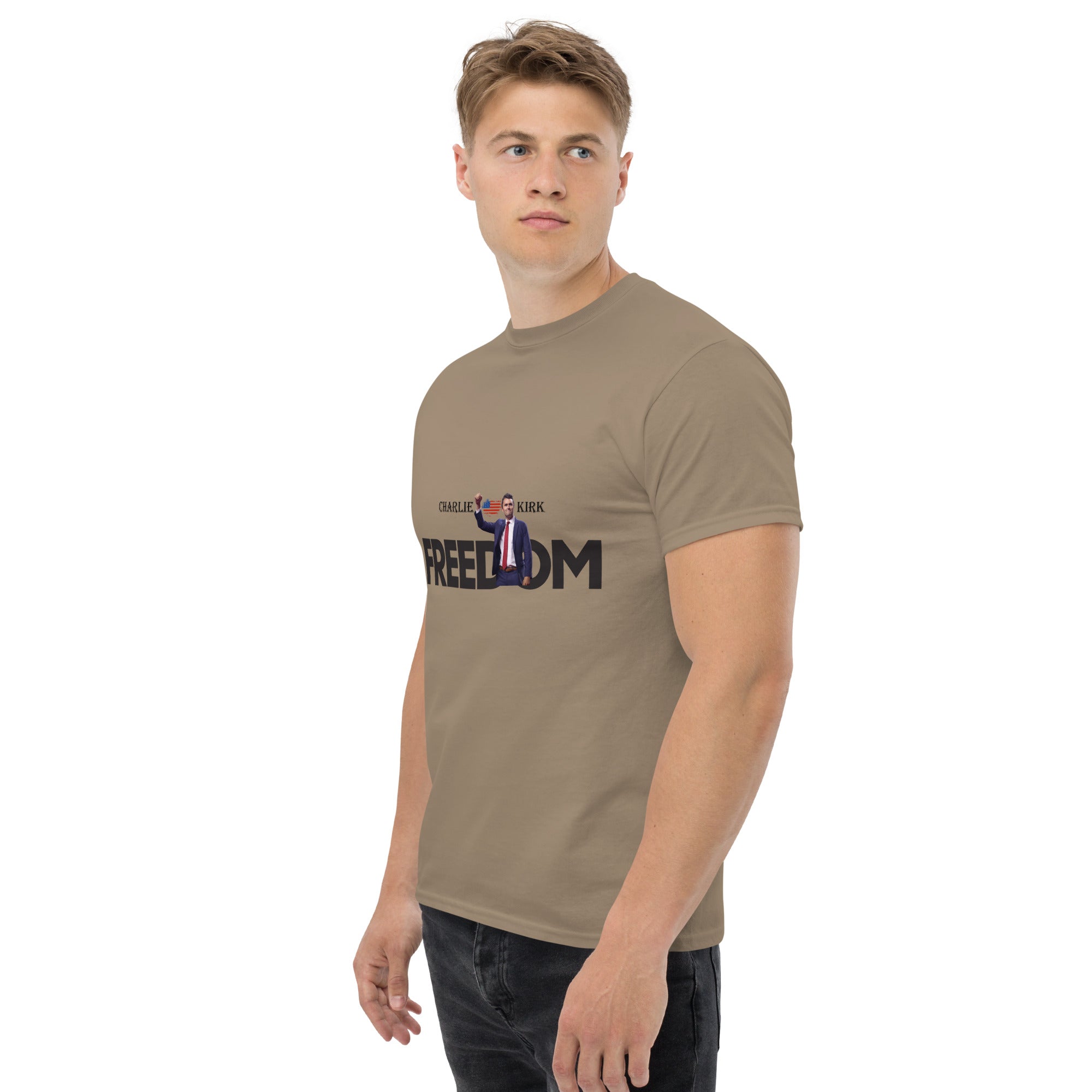 Charlie Kirk FREEDOM Shirt, RIP Memorial American Flag T-Shirt T-Shirt - Tophatter Daily Deals