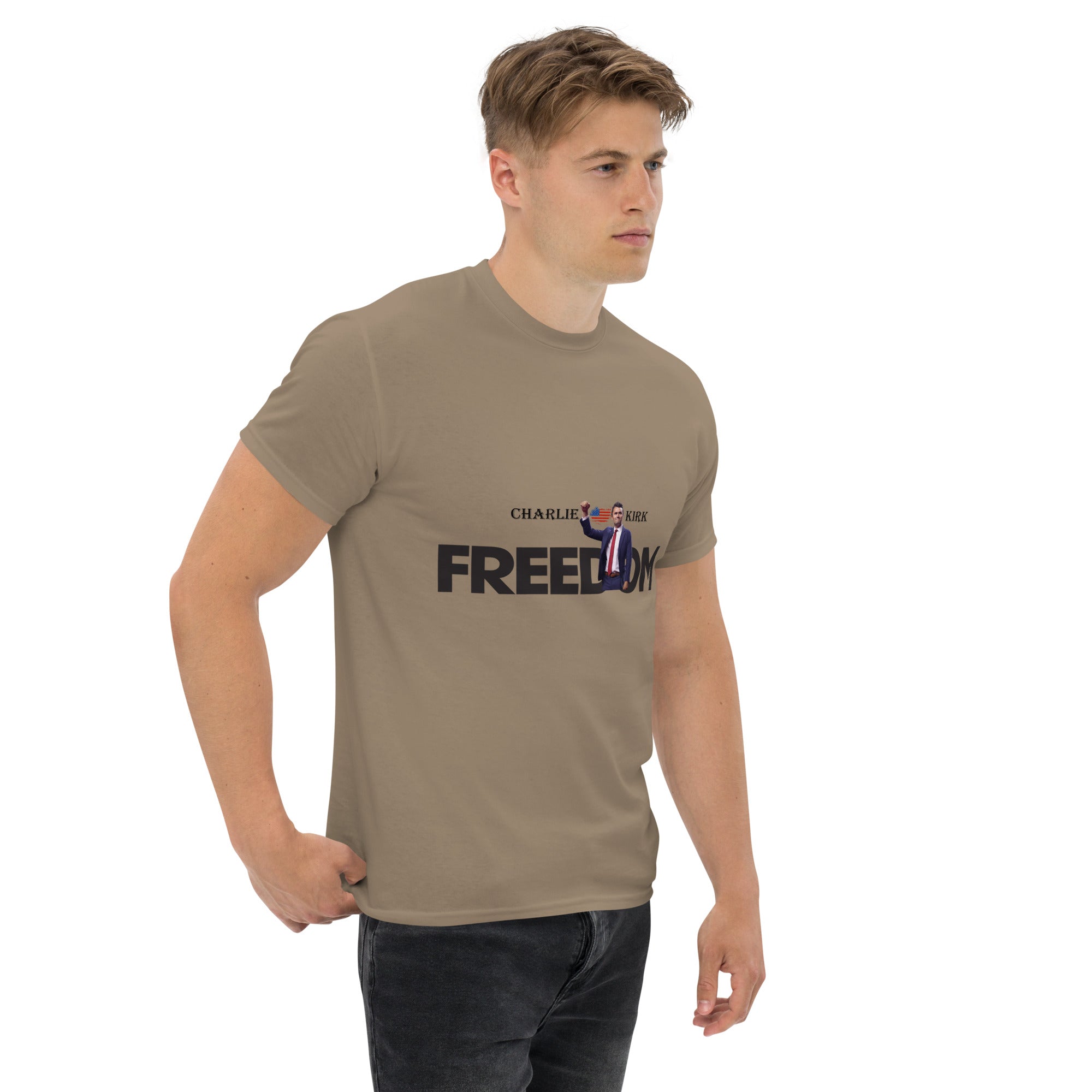 Charlie Kirk FREEDOM Shirt, RIP Memorial American Flag T-Shirt T-Shirt - Tophatter Daily Deals