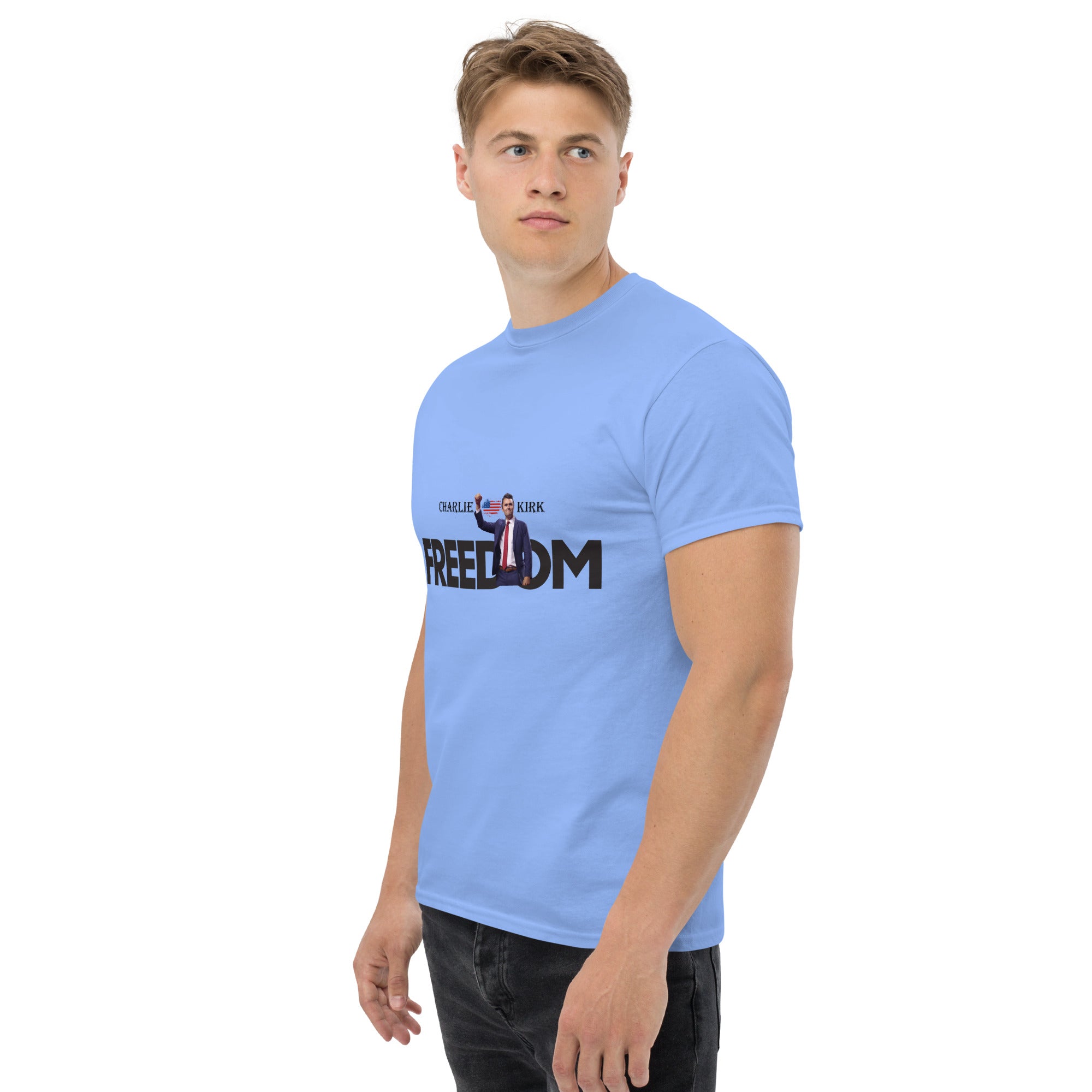 Charlie Kirk FREEDOM Shirt, RIP Memorial American Flag T-Shirt T-Shirt - Tophatter Daily Deals