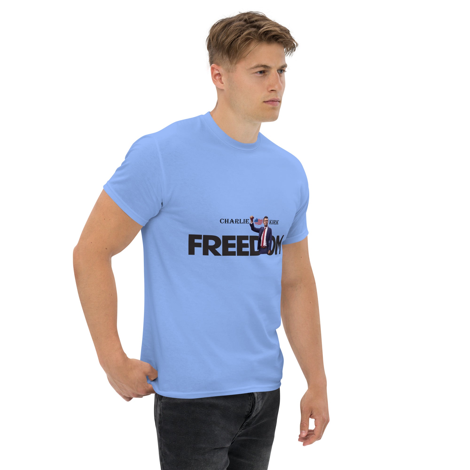 Charlie Kirk FREEDOM Shirt, RIP Memorial American Flag T-Shirt T-Shirt - Tophatter Daily Deals