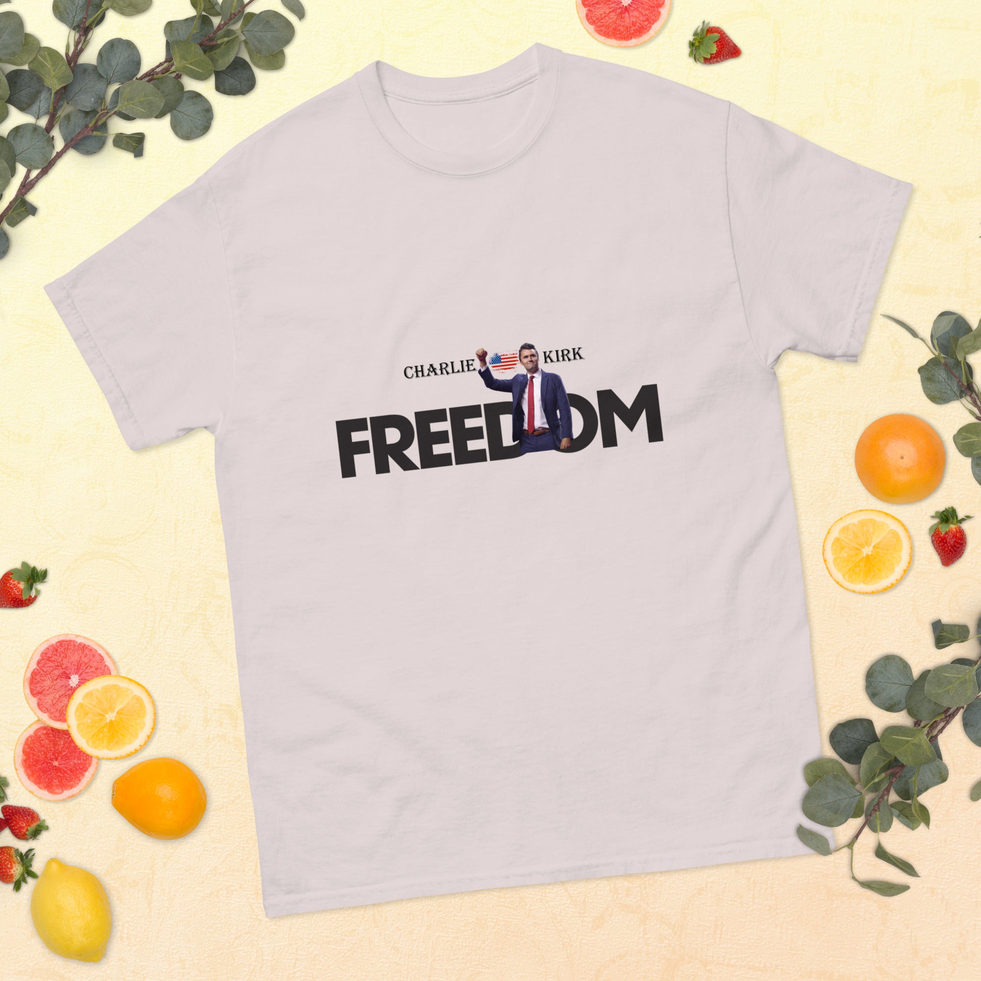 Charlie Kirk FREEDOM Shirt, RIP Memorial American Flag T-Shirt T-Shirt - Tophatter Daily Deals