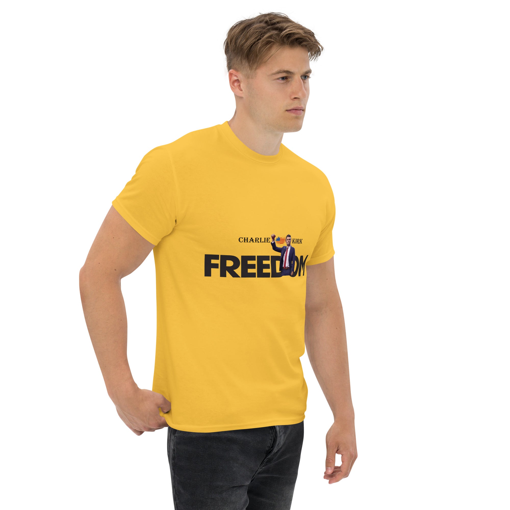 Charlie Kirk FREEDOM Shirt, RIP Memorial American Flag T-Shirt T-Shirt - Tophatter Daily Deals