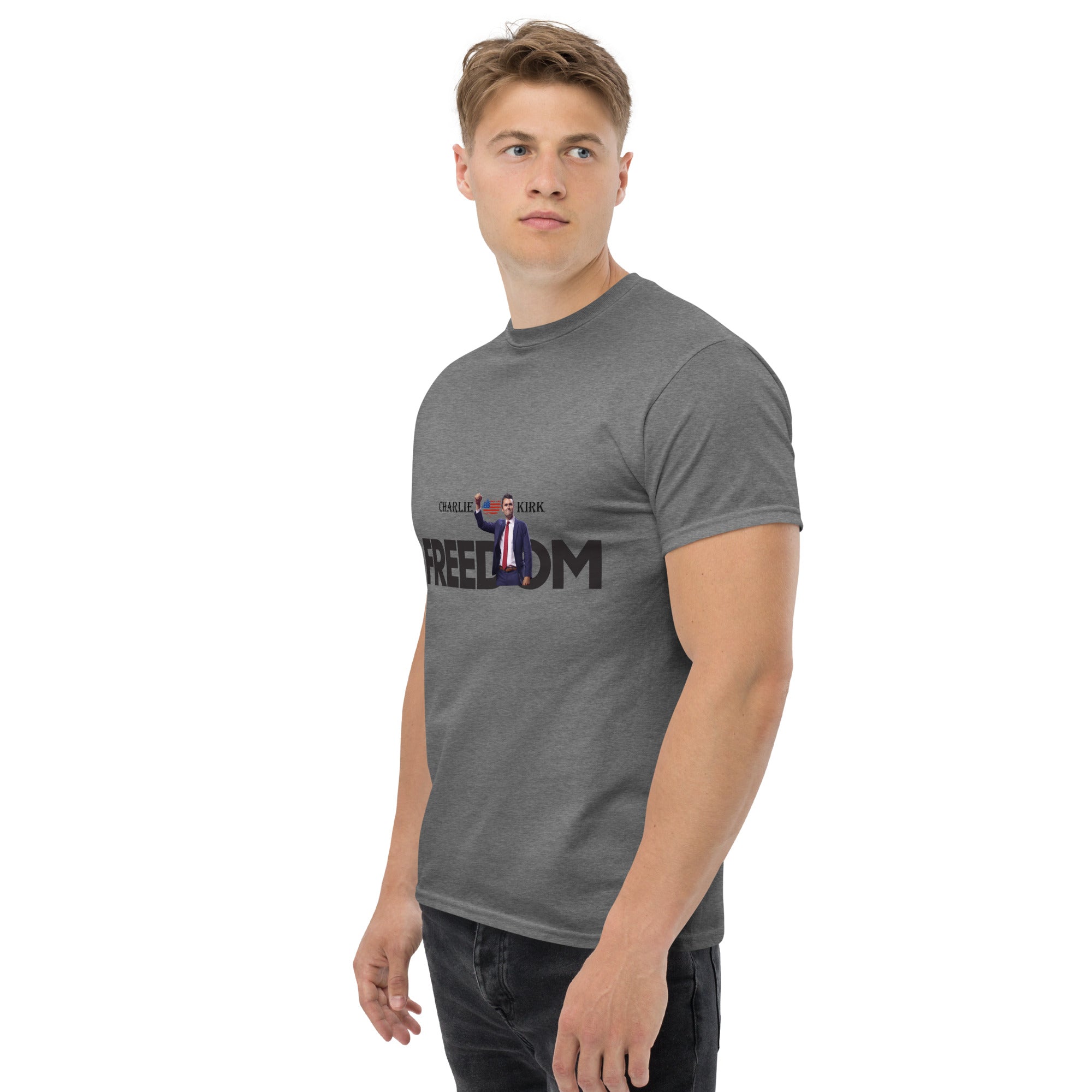 Charlie Kirk FREEDOM Shirt, RIP Memorial American Flag T-Shirt T-Shirt - Tophatter Daily Deals