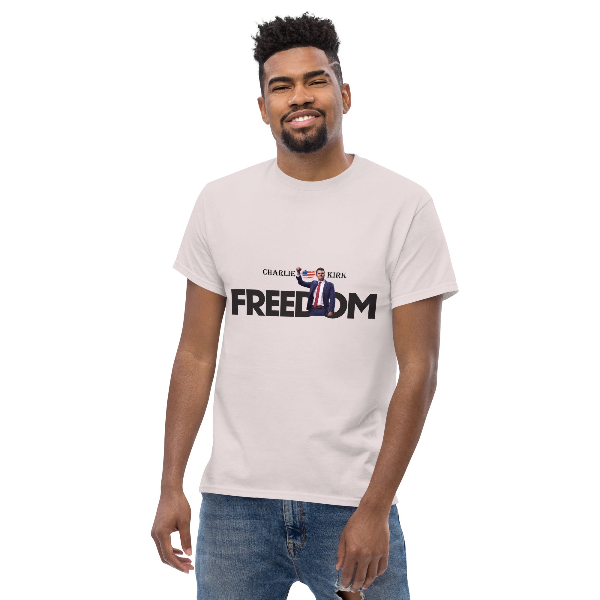 Charlie Kirk FREEDOM Shirt, RIP Memorial American Flag T-Shirt T-Shirt - Tophatter Daily Deals