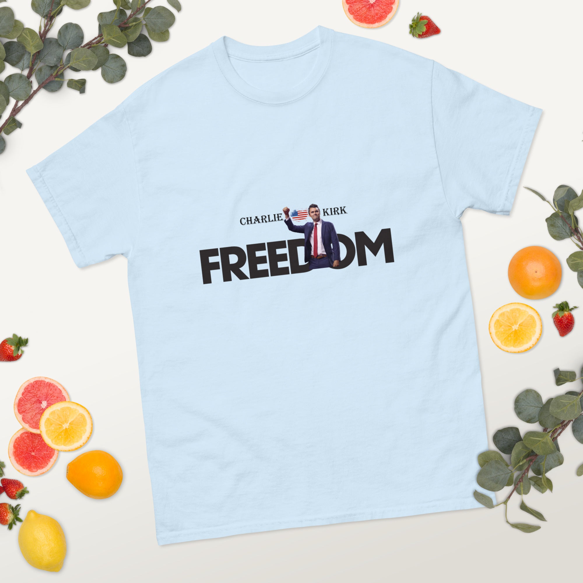 Charlie Kirk FREEDOM Shirt, RIP Memorial American Flag T-Shirt T-Shirt - Tophatter Daily Deals